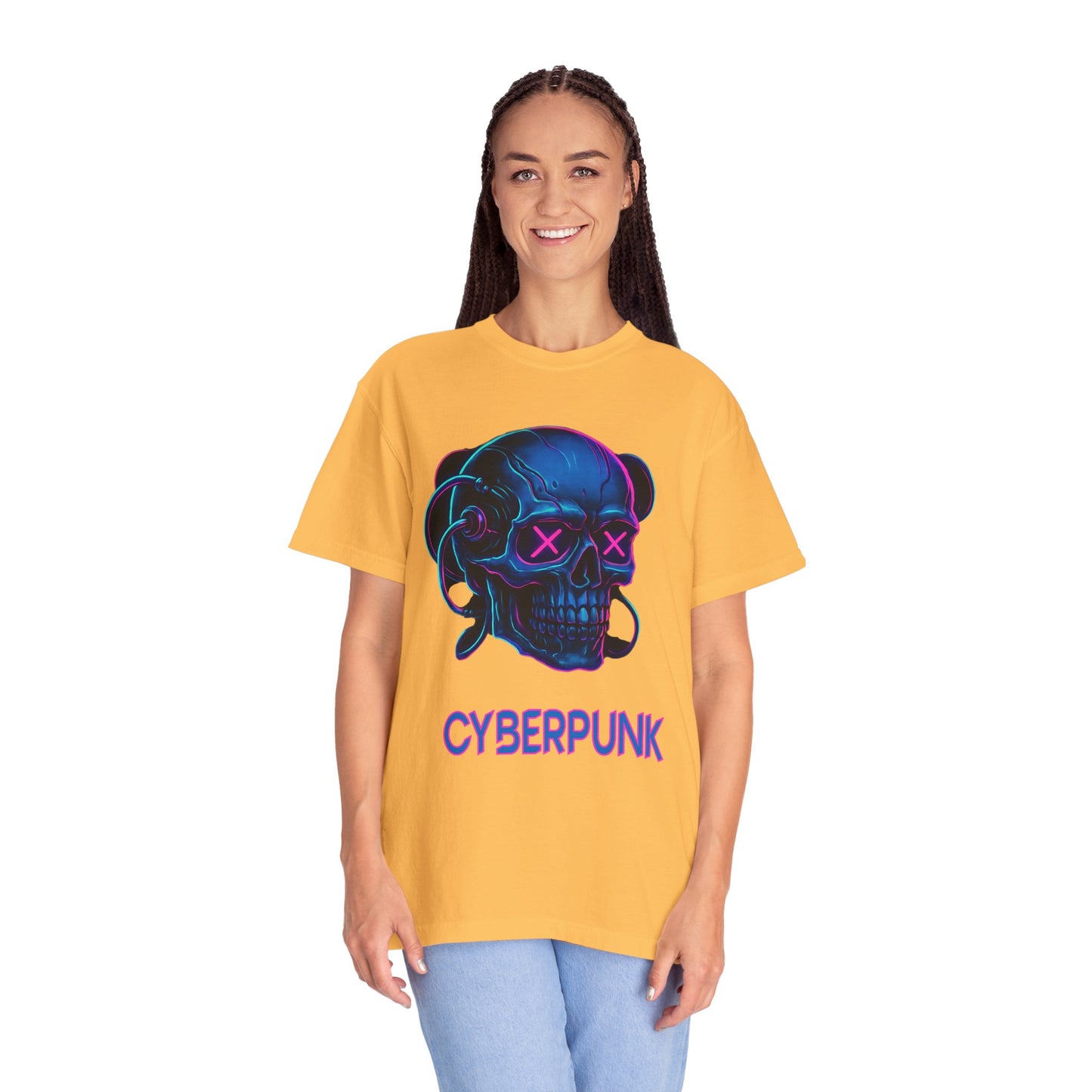 Cyberpunk Skull T-Shirt | Unisex Graphic Tee, Streetwear, Gift for Gamers, Festival Wear, Edgy Apparel, Retro Style