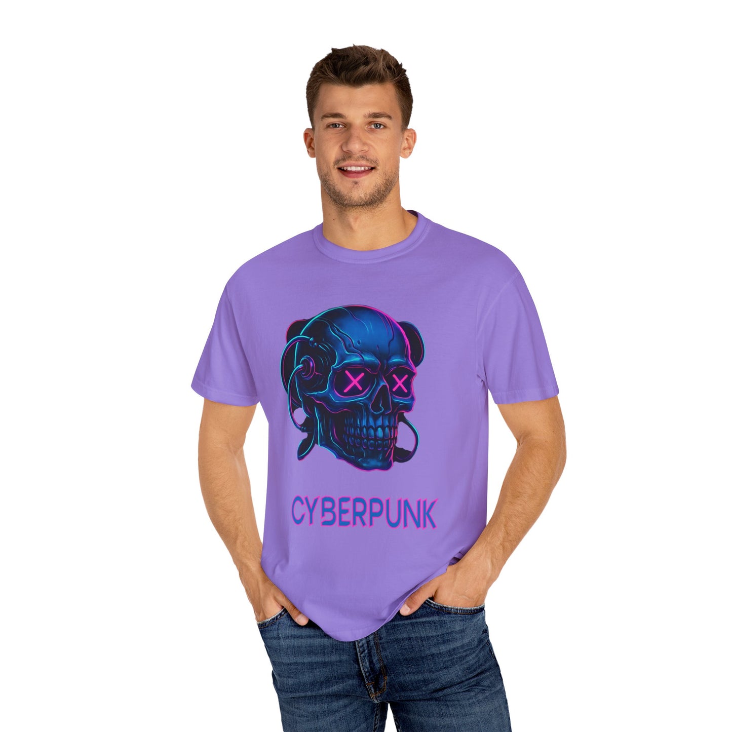 Cyberpunk Skull T-Shirt | Unisex Graphic Tee, Streetwear, Gift for Gamers, Festival Wear, Edgy Apparel, Retro Style