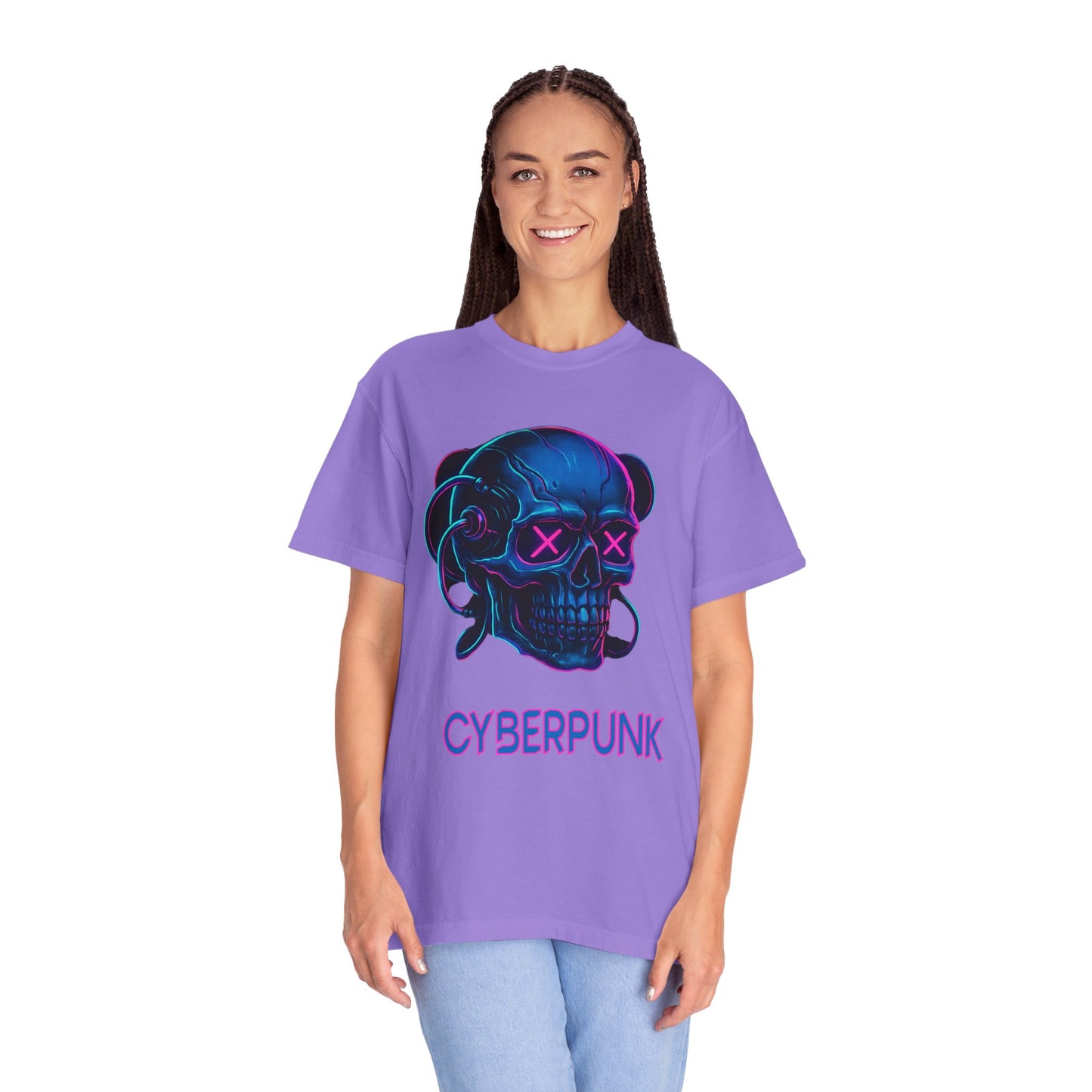 Cyberpunk Skull T-Shirt | Unisex Graphic Tee, Streetwear, Gift for Gamers, Festival Wear, Edgy Apparel, Retro Style
