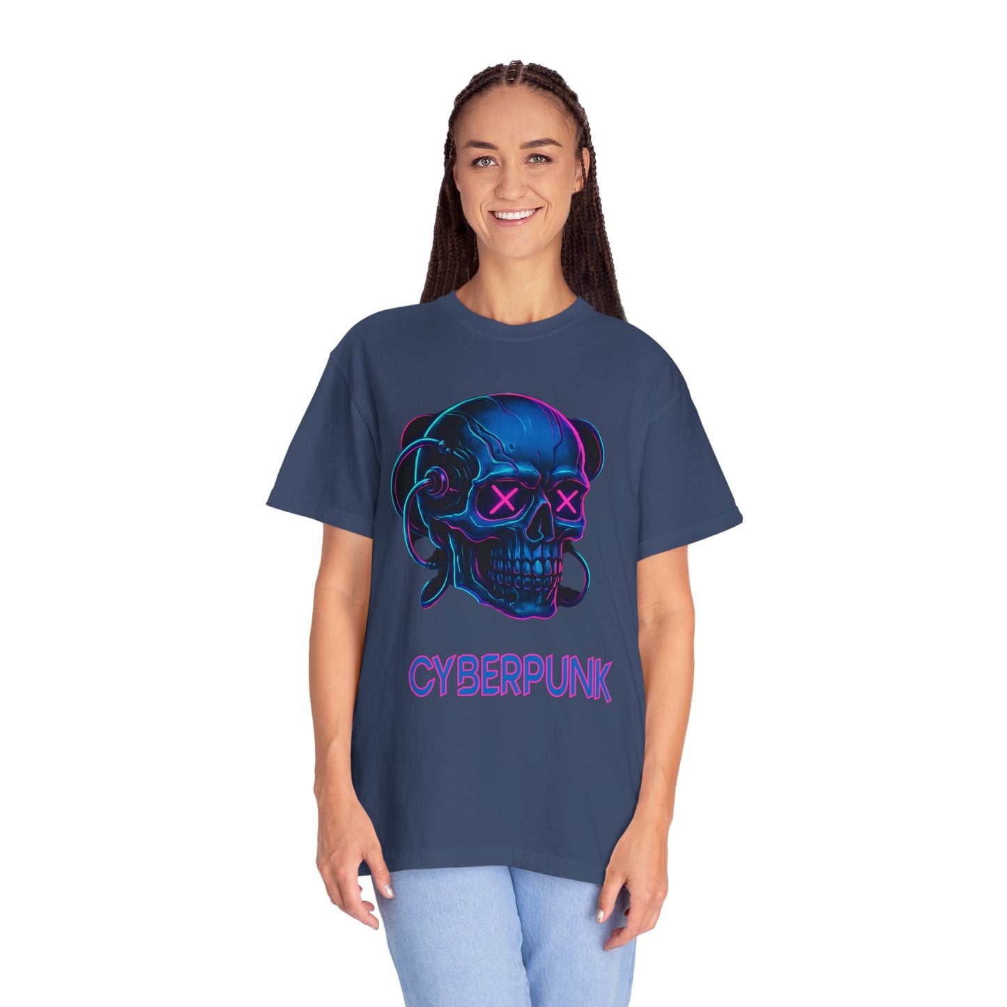 Cyberpunk Skull T-Shirt | Unisex Graphic Tee, Streetwear, Gift for Gamers, Festival Wear, Edgy Apparel, Retro Style