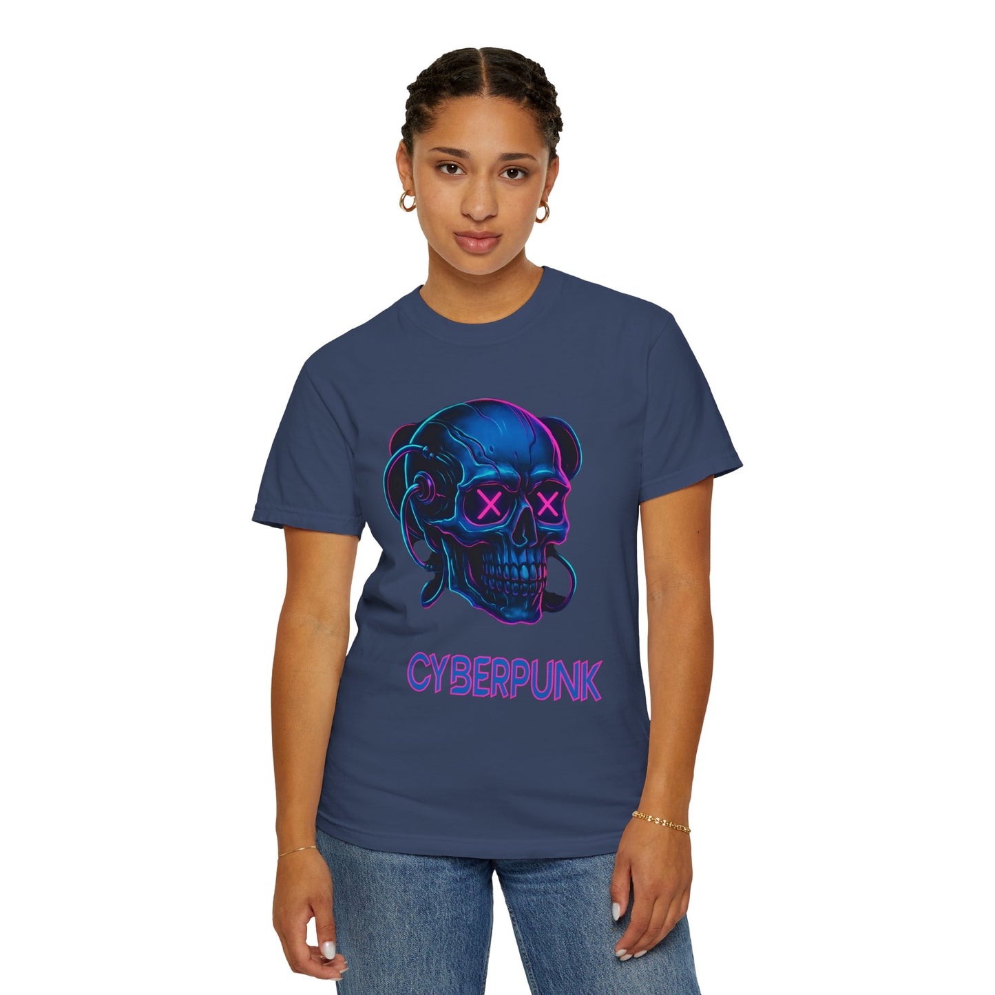 Cyberpunk Skull T-Shirt | Unisex Graphic Tee, Streetwear, Gift for Gamers, Festival Wear, Edgy Apparel, Retro Style