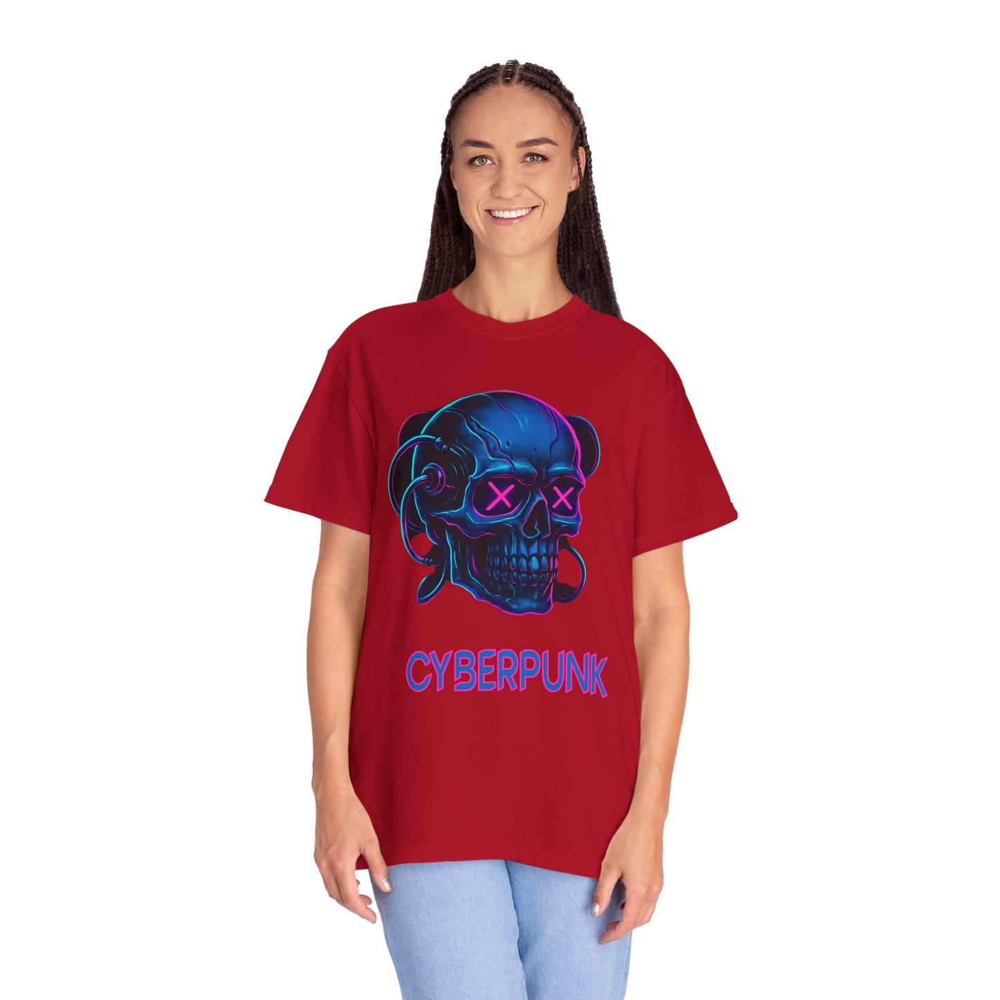 Cyberpunk Skull T-Shirt | Unisex Graphic Tee, Streetwear, Gift for Gamers, Festival Wear, Edgy Apparel, Retro Style