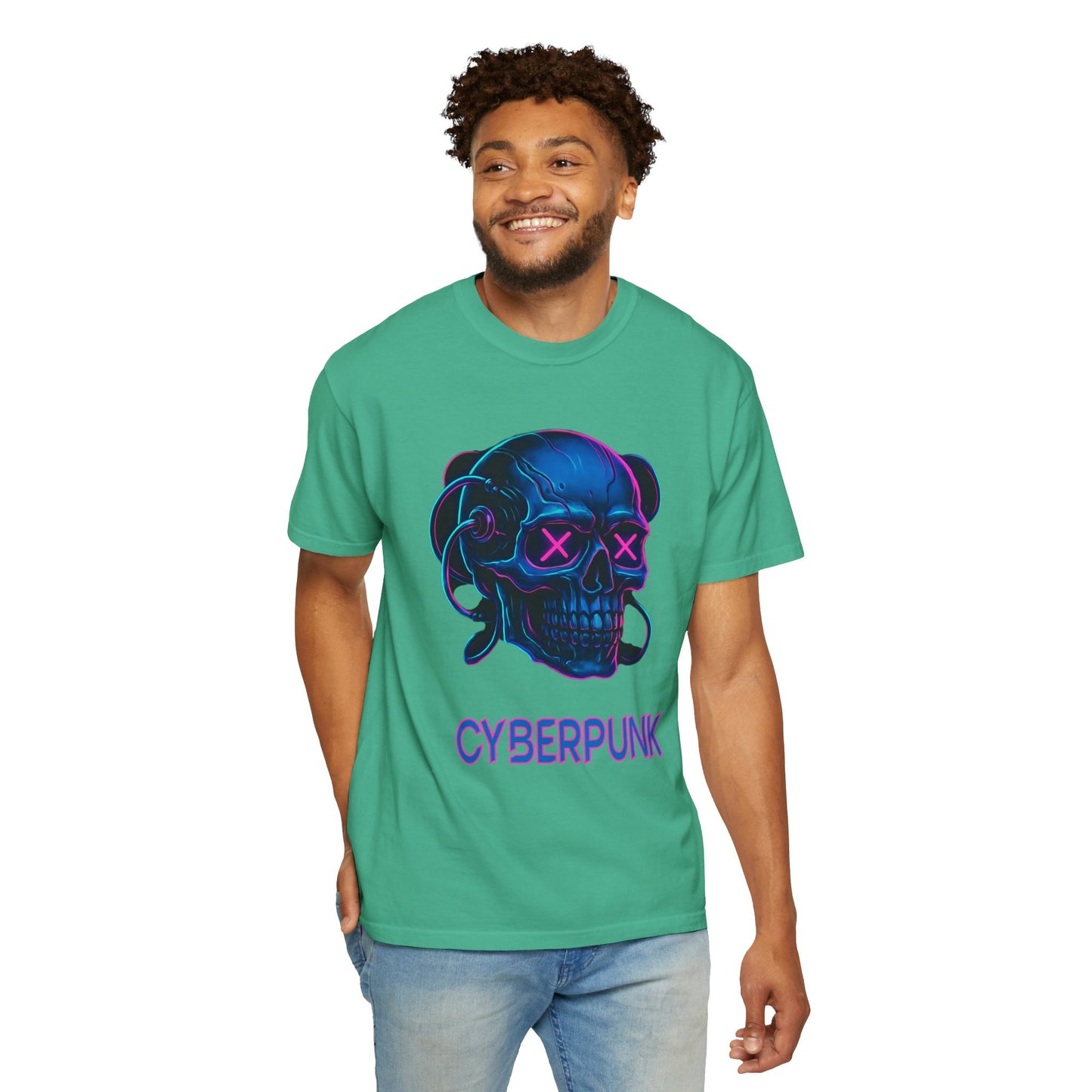 Cyberpunk Skull T-Shirt | Unisex Graphic Tee, Streetwear, Gift for Gamers, Festival Wear, Edgy Apparel, Retro Style