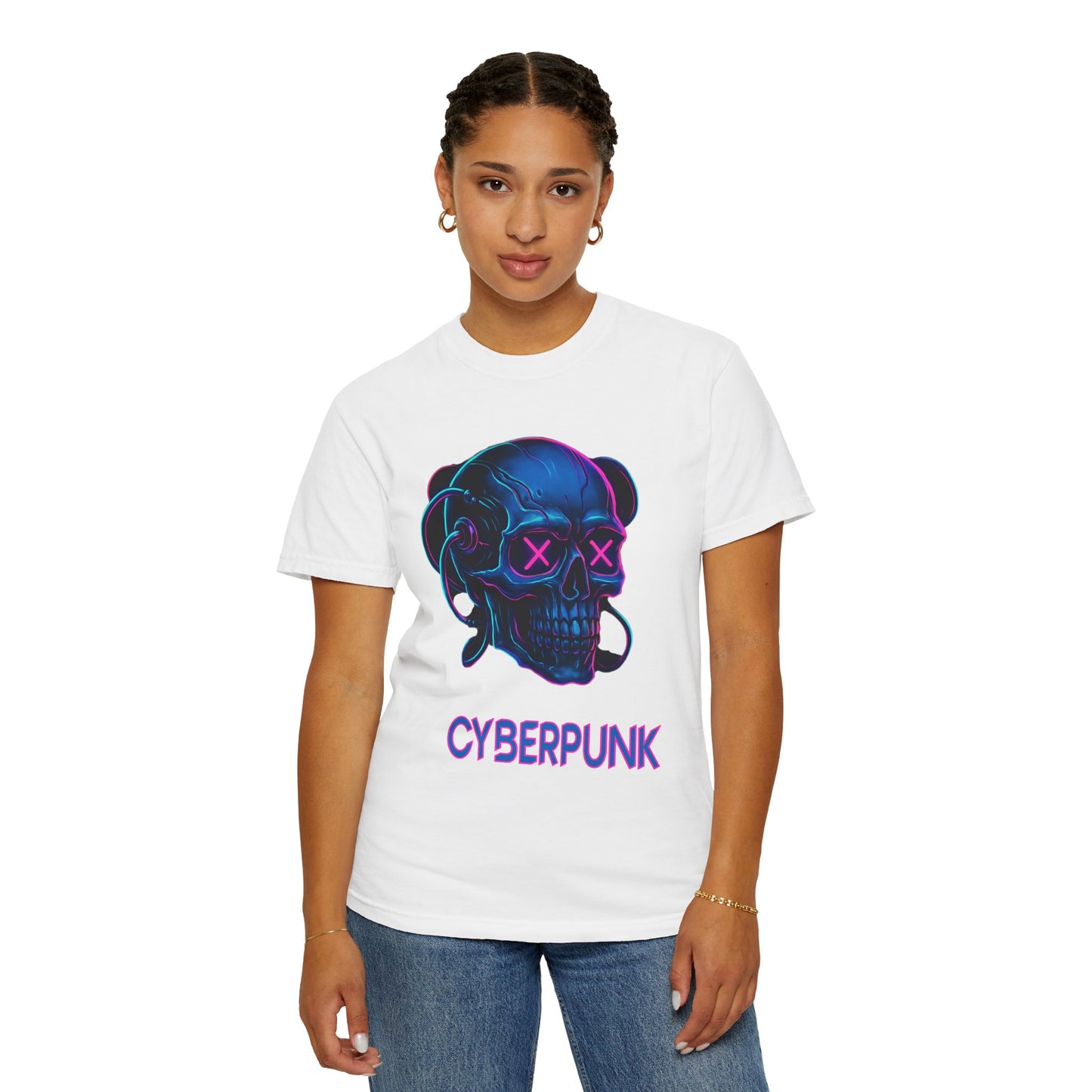 Cyberpunk Skull T-Shirt | Unisex Graphic Tee, Streetwear, Gift for Gamers, Festival Wear, Edgy Apparel, Retro Style