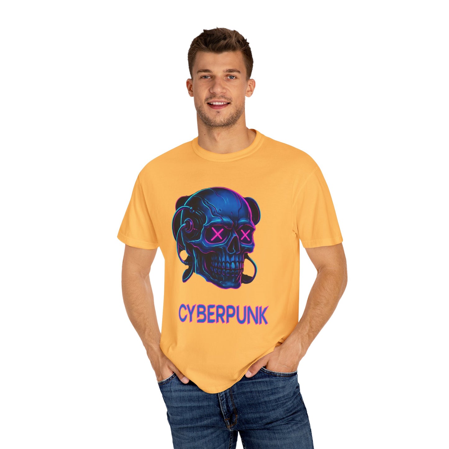 Cyberpunk Skull T-Shirt | Unisex Graphic Tee, Streetwear, Gift for Gamers, Festival Wear, Edgy Apparel, Retro Style