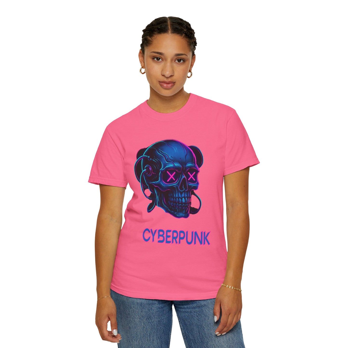 Cyberpunk Skull T-Shirt | Unisex Graphic Tee, Streetwear, Gift for Gamers, Festival Wear, Edgy Apparel, Retro Style