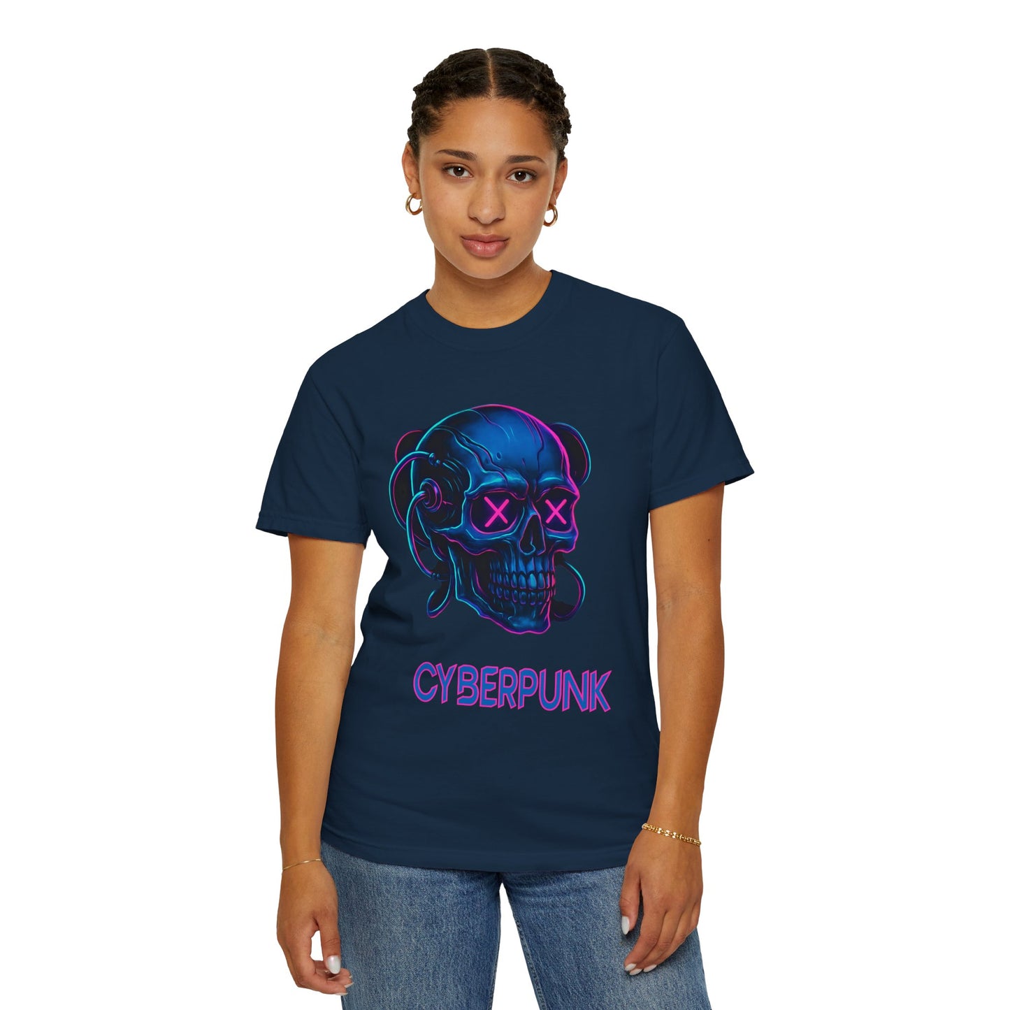 Cyberpunk Skull T-Shirt | Unisex Graphic Tee, Streetwear, Gift for Gamers, Festival Wear, Edgy Apparel, Retro Style
