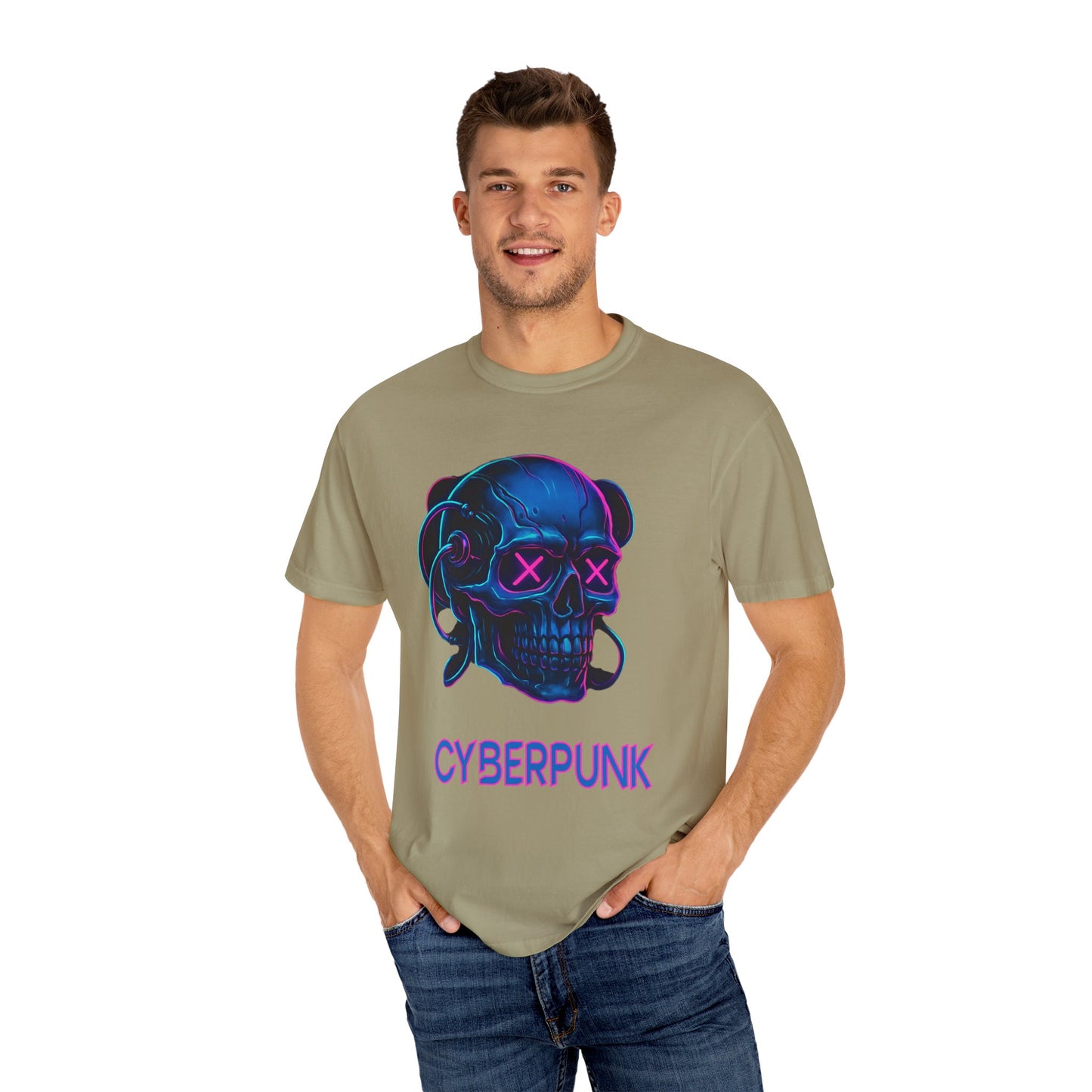 Cyberpunk Skull T-Shirt | Unisex Graphic Tee, Streetwear, Gift for Gamers, Festival Wear, Edgy Apparel, Retro Style