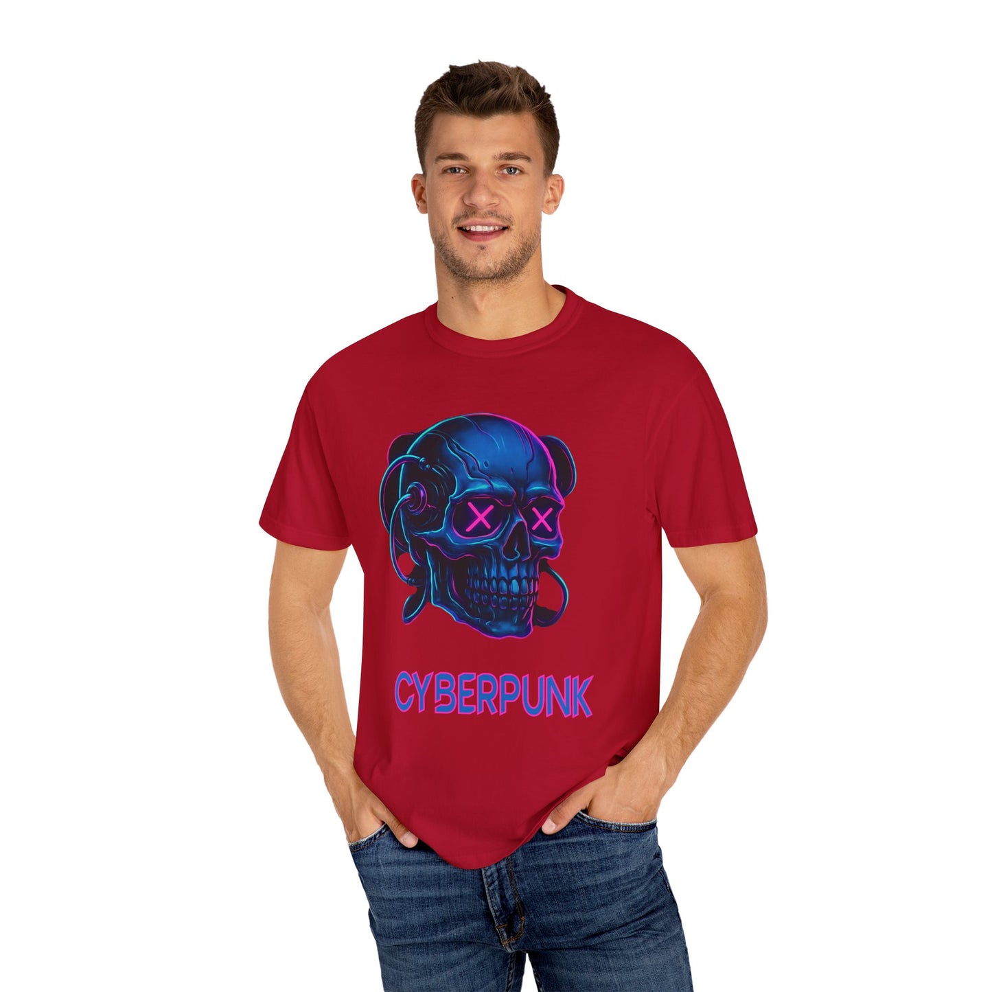 Cyberpunk Skull T-Shirt | Unisex Graphic Tee, Streetwear, Gift for Gamers, Festival Wear, Edgy Apparel, Retro Style