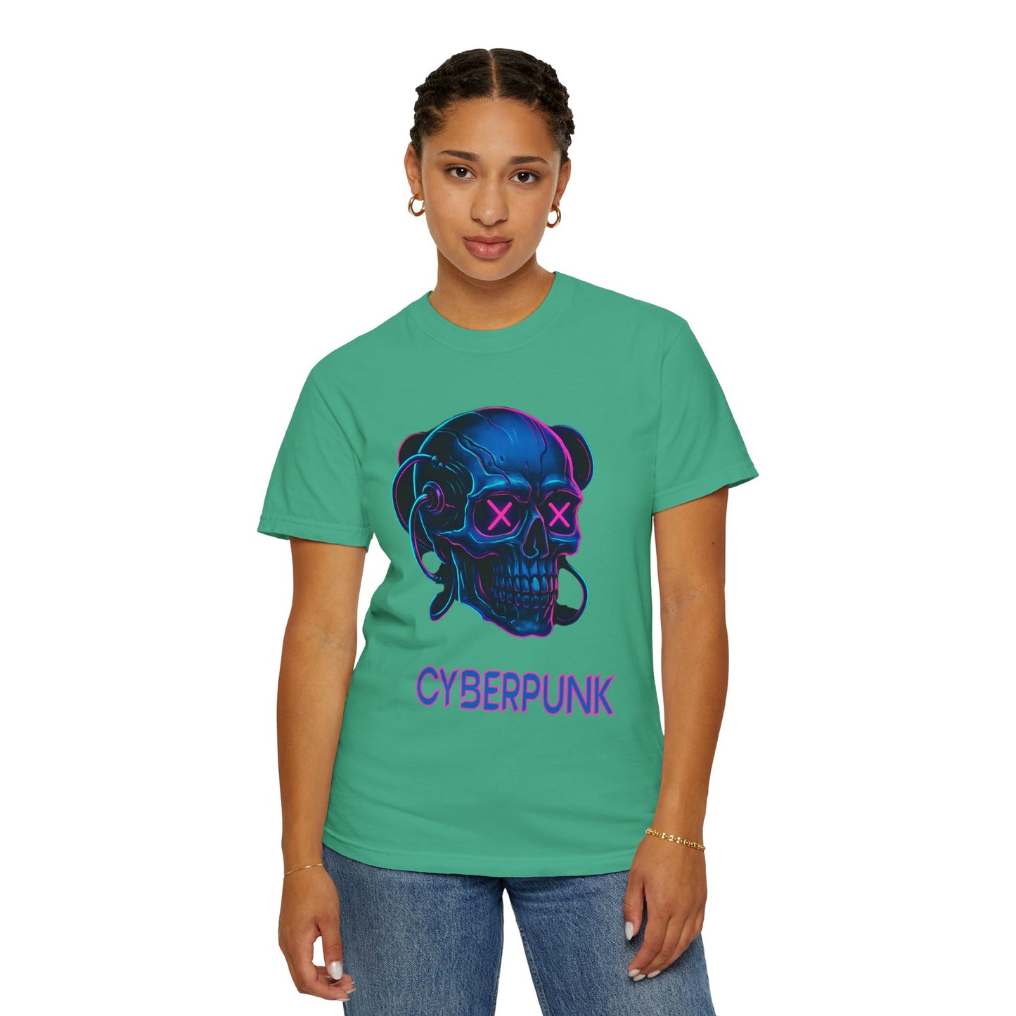 Cyberpunk Skull T-Shirt | Unisex Graphic Tee, Streetwear, Gift for Gamers, Festival Wear, Edgy Apparel, Retro Style