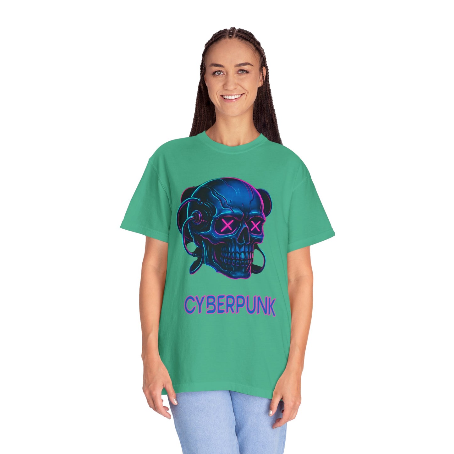 Cyberpunk Skull T-Shirt | Unisex Graphic Tee, Streetwear, Gift for Gamers, Festival Wear, Edgy Apparel, Retro Style