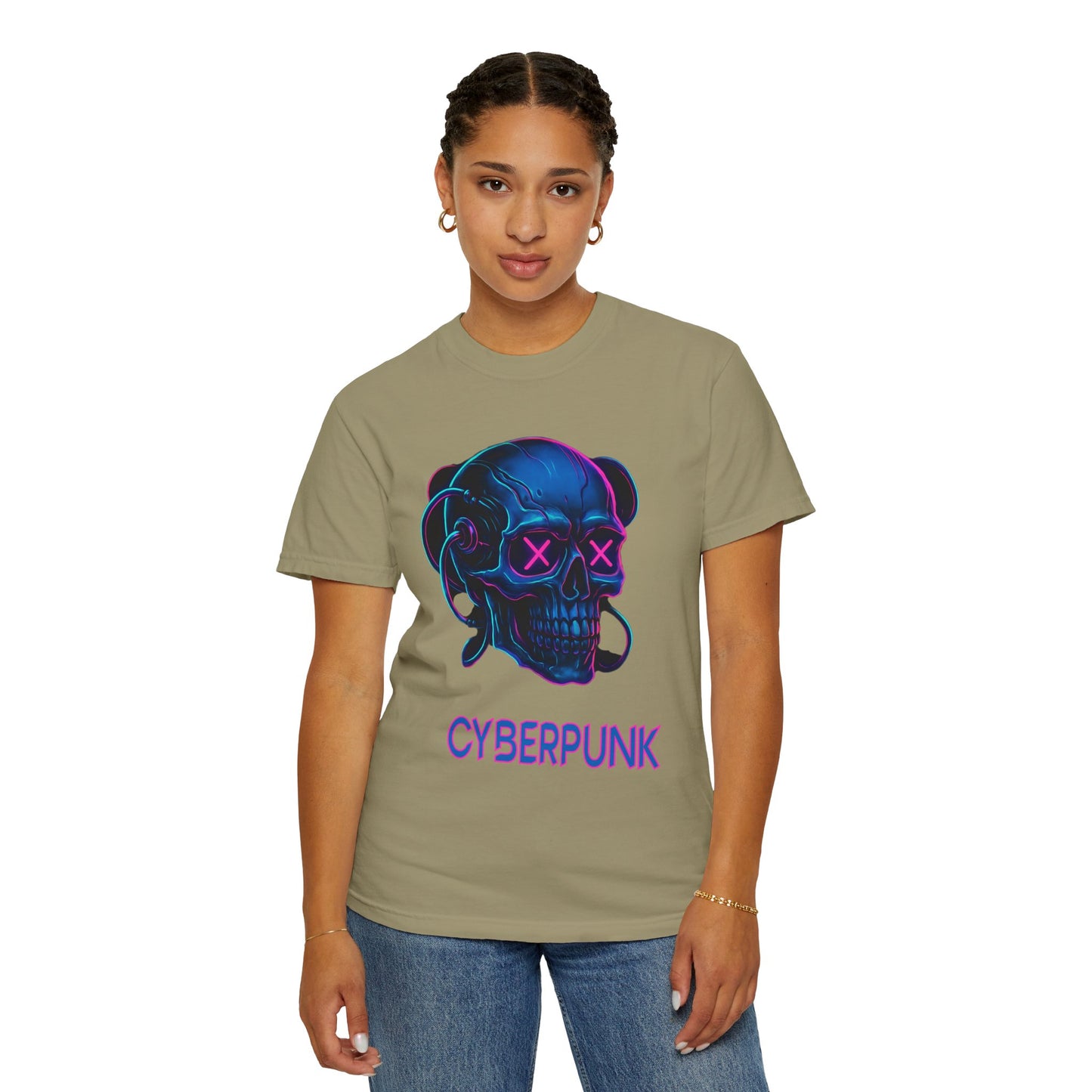 Cyberpunk Skull T-Shirt | Unisex Graphic Tee, Streetwear, Gift for Gamers, Festival Wear, Edgy Apparel, Retro Style