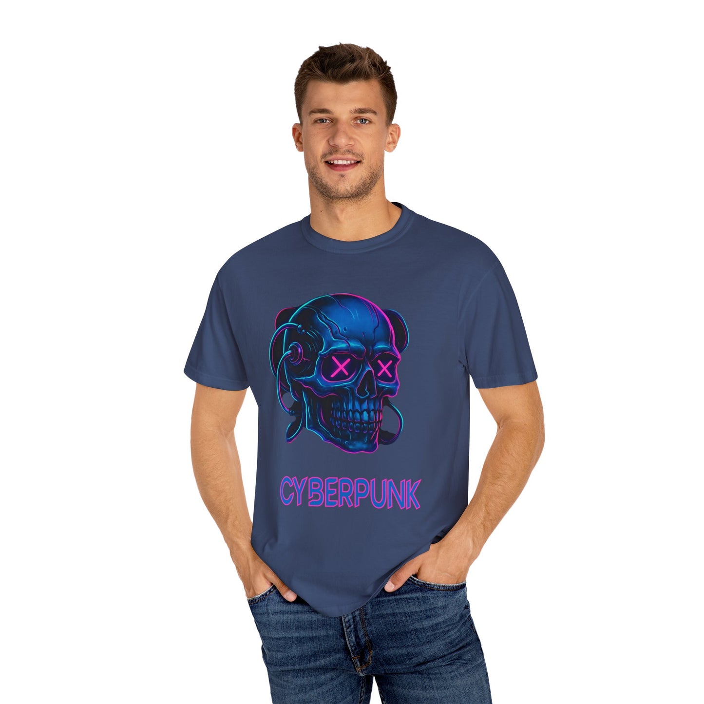 Cyberpunk Skull T-Shirt | Unisex Graphic Tee, Streetwear, Gift for Gamers, Festival Wear, Edgy Apparel, Retro Style