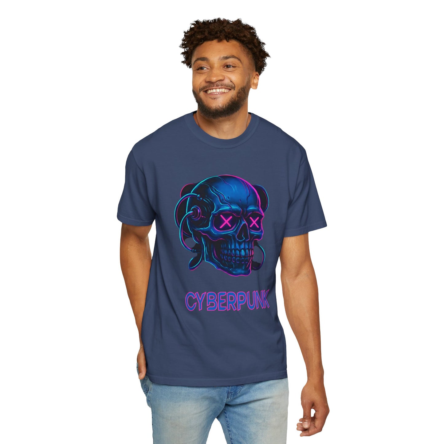 Cyberpunk Skull T-Shirt | Unisex Graphic Tee, Streetwear, Gift for Gamers, Festival Wear, Edgy Apparel, Retro Style