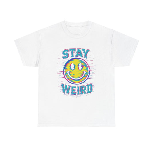 "Stay Weird" Glitch Smiley T-Shirt