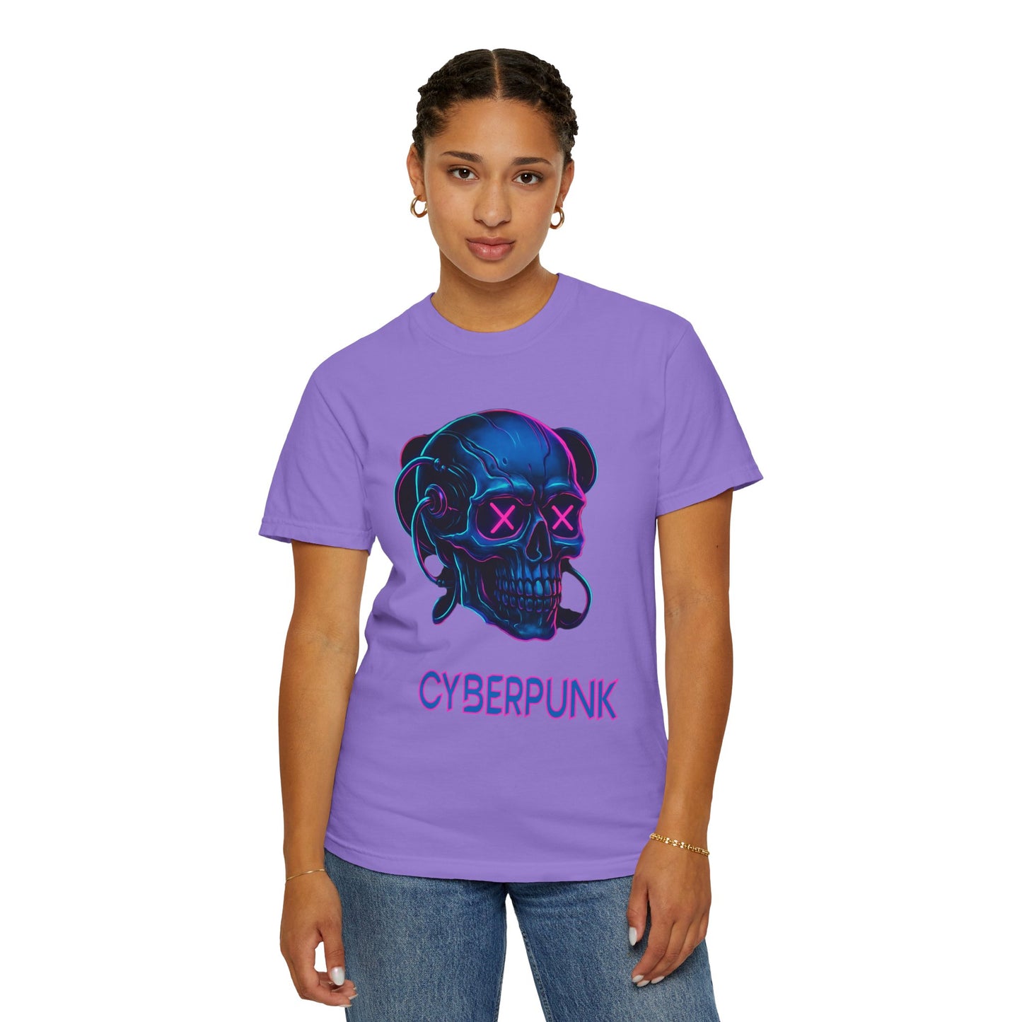 Cyberpunk Skull T-Shirt | Unisex Graphic Tee, Streetwear, Gift for Gamers, Festival Wear, Edgy Apparel, Retro Style