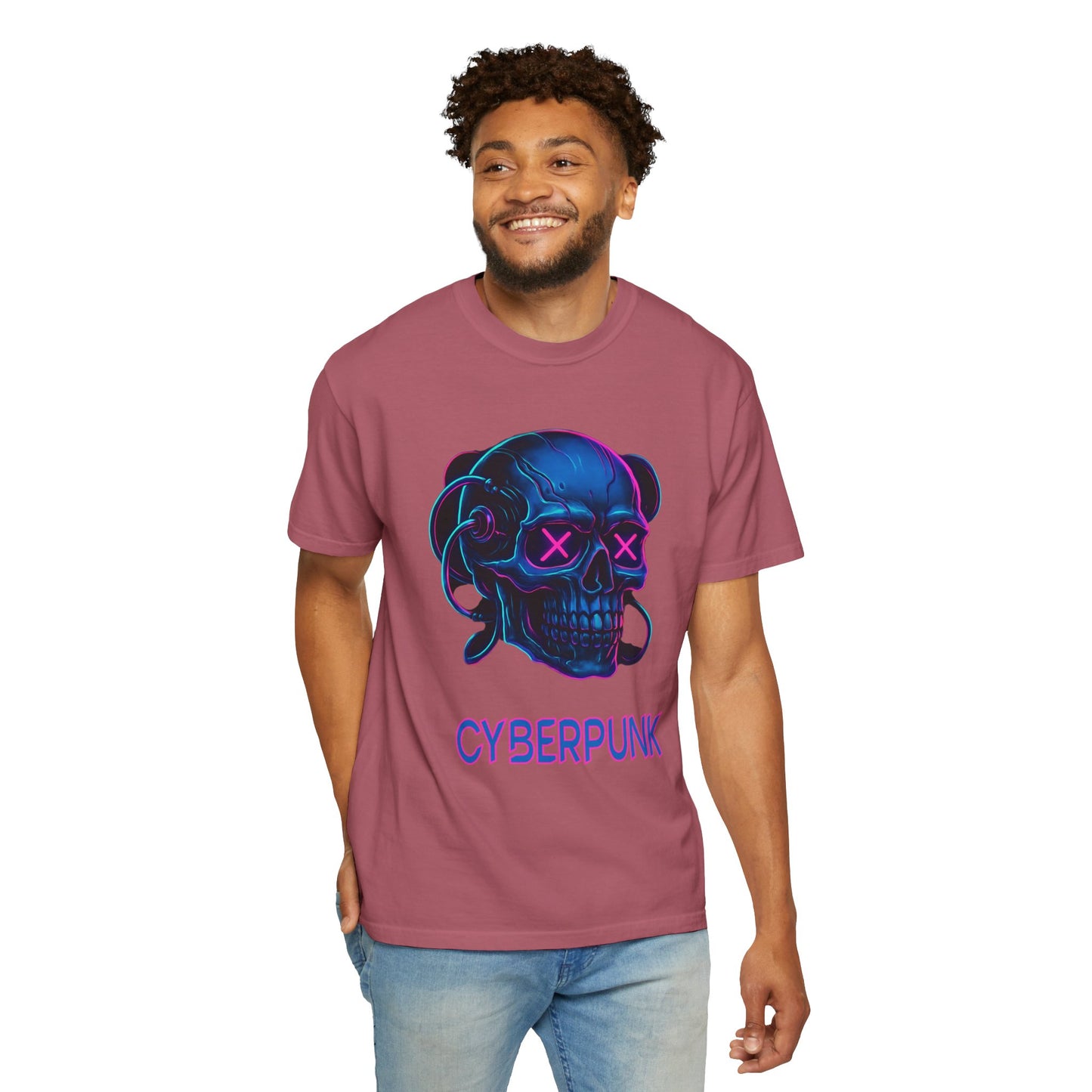 Cyberpunk Skull T-Shirt | Unisex Graphic Tee, Streetwear, Gift for Gamers, Festival Wear, Edgy Apparel, Retro Style