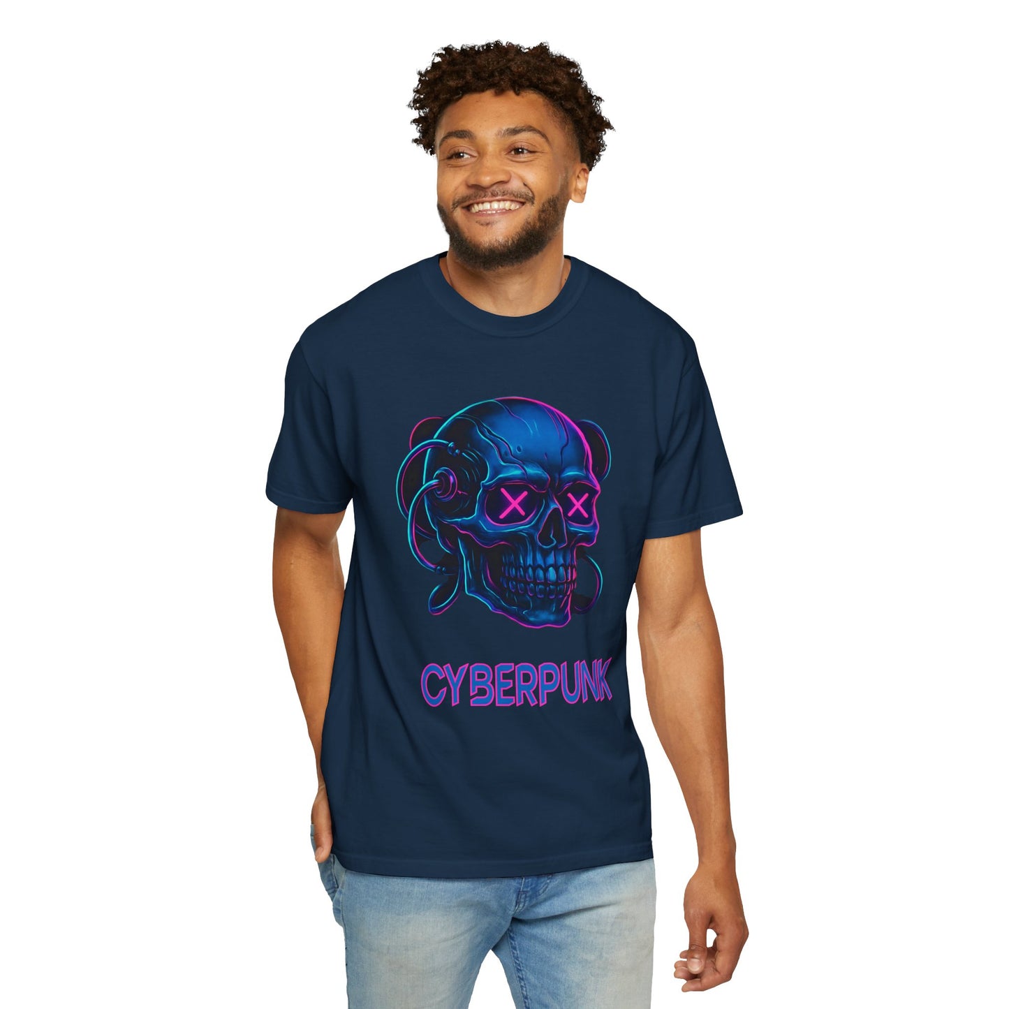 Cyberpunk Skull T-Shirt | Unisex Graphic Tee, Streetwear, Gift for Gamers, Festival Wear, Edgy Apparel, Retro Style