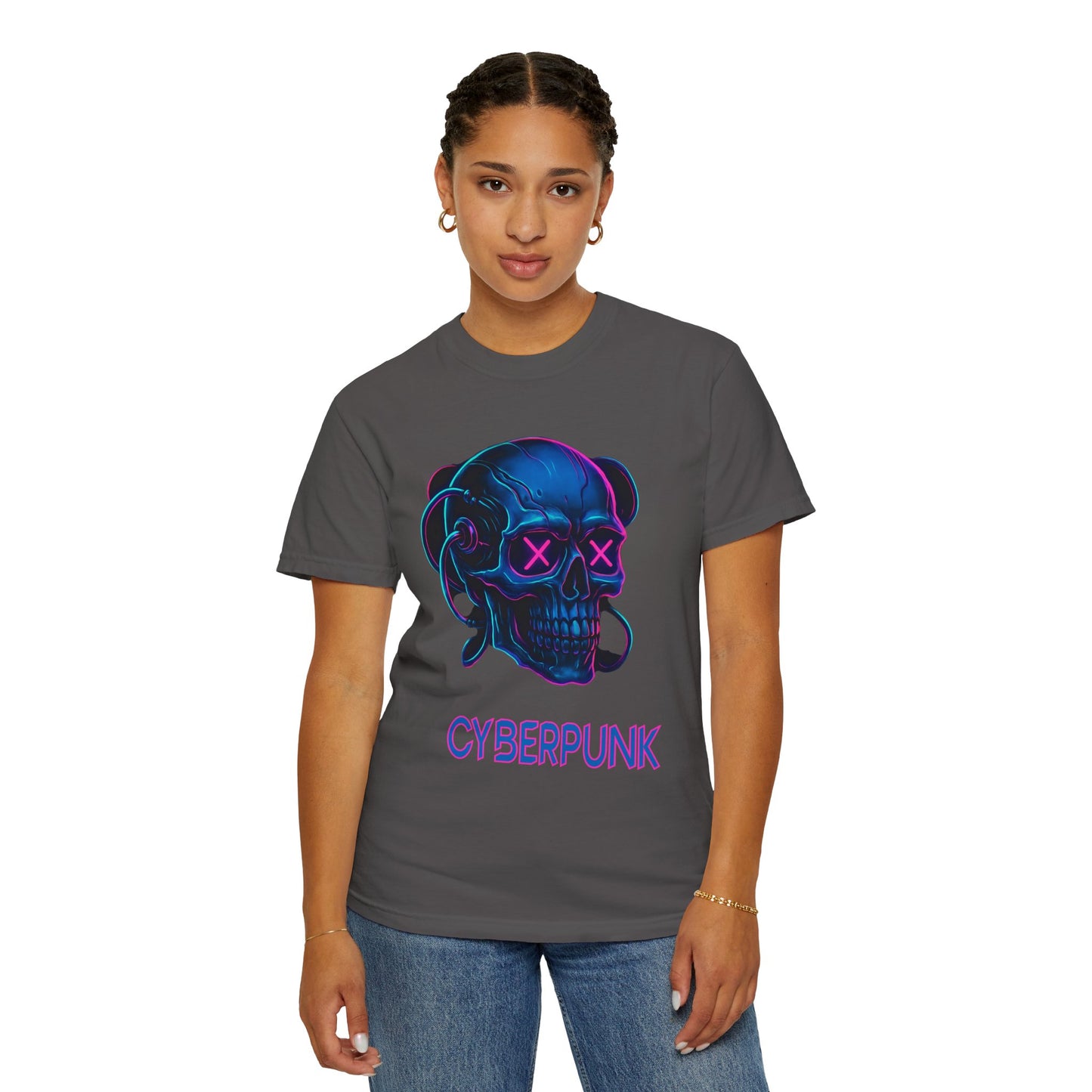 Cyberpunk Skull T-Shirt | Unisex Graphic Tee, Streetwear, Gift for Gamers, Festival Wear, Edgy Apparel, Retro Style