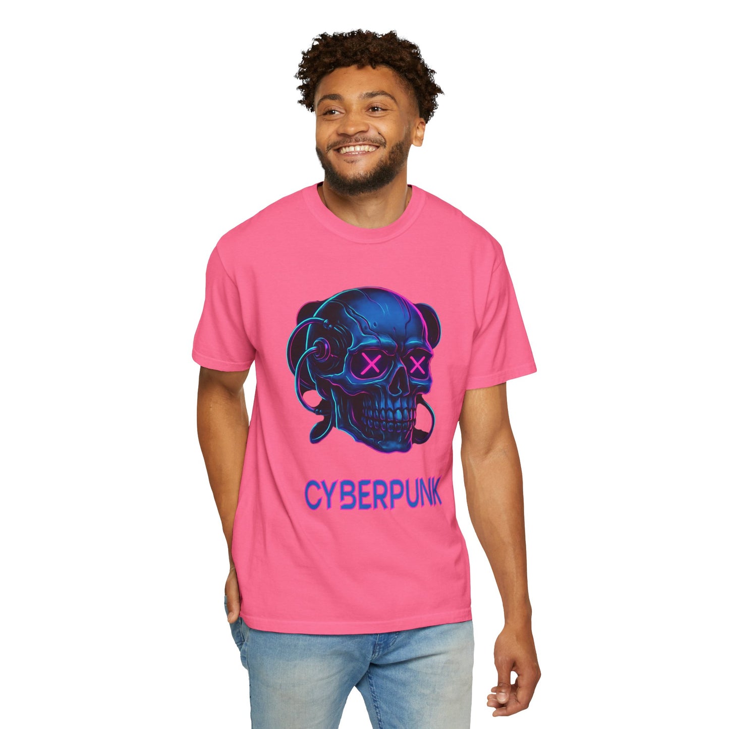 Cyberpunk Skull T-Shirt | Unisex Graphic Tee, Streetwear, Gift for Gamers, Festival Wear, Edgy Apparel, Retro Style