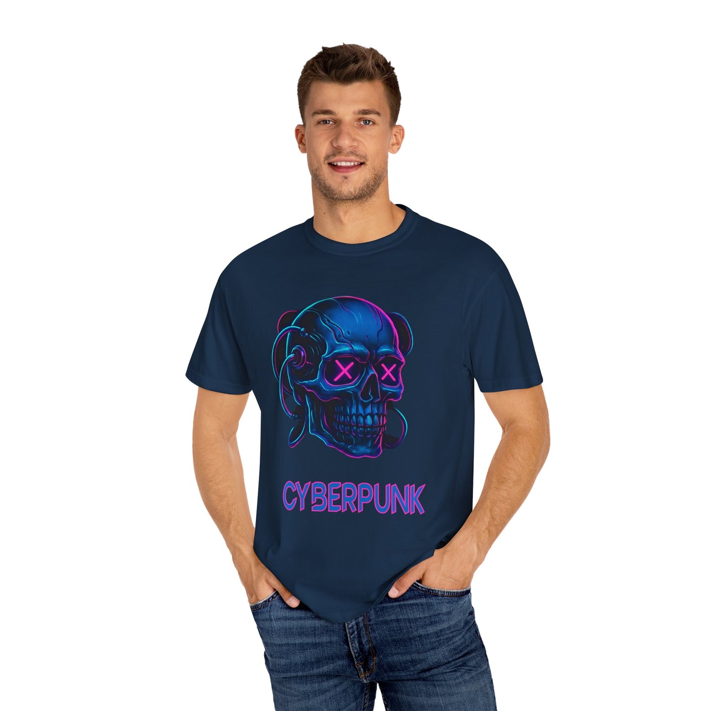 Cyberpunk Skull T-Shirt | Unisex Graphic Tee, Streetwear, Gift for Gamers, Festival Wear, Edgy Apparel, Retro Style