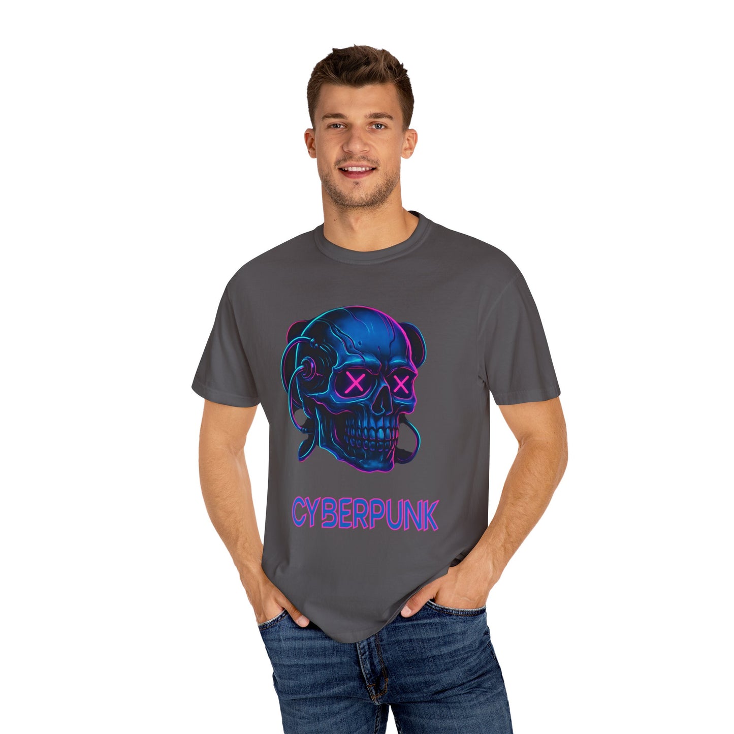 Cyberpunk Skull T-Shirt | Unisex Graphic Tee, Streetwear, Gift for Gamers, Festival Wear, Edgy Apparel, Retro Style