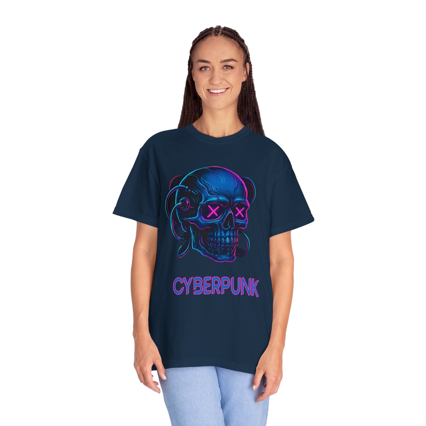 Cyberpunk Skull T-Shirt | Unisex Graphic Tee, Streetwear, Gift for Gamers, Festival Wear, Edgy Apparel, Retro Style