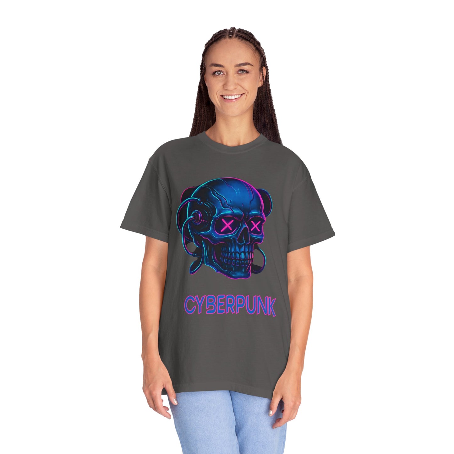 Cyberpunk Skull T-Shirt | Unisex Graphic Tee, Streetwear, Gift for Gamers, Festival Wear, Edgy Apparel, Retro Style