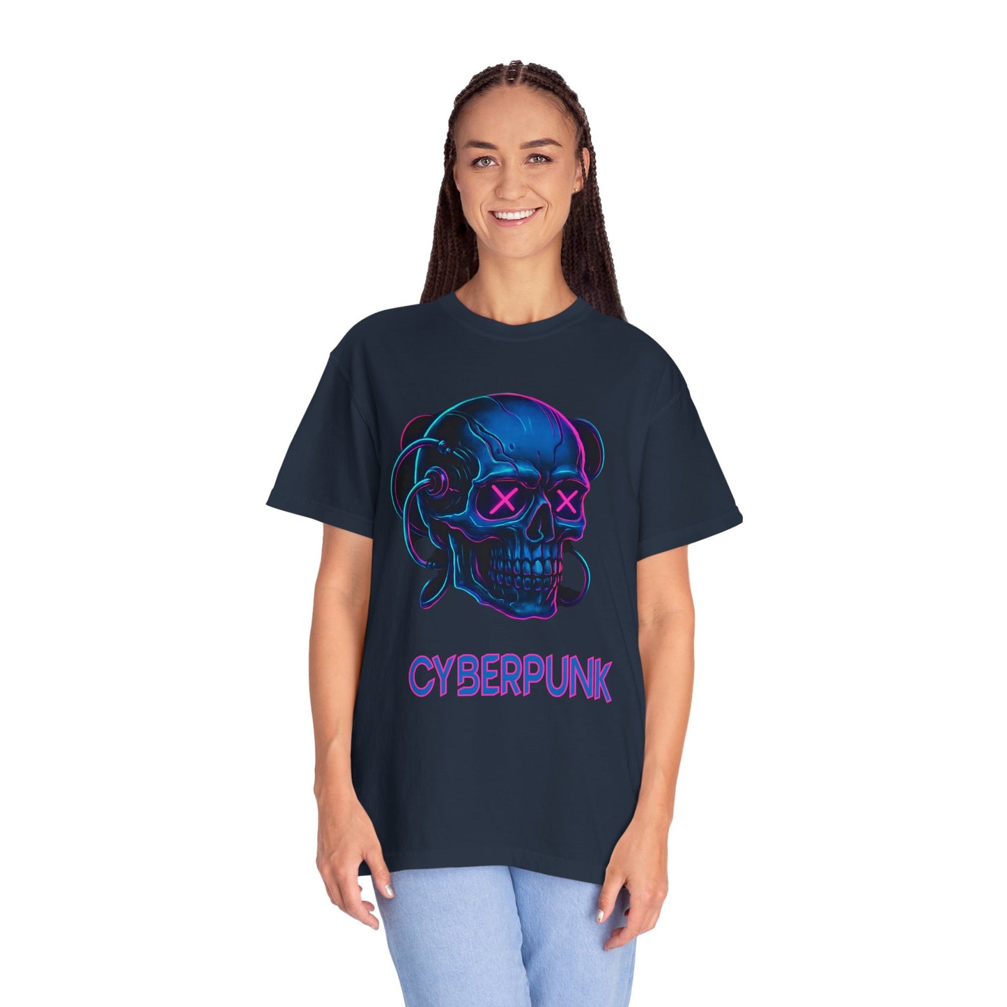 Cyberpunk Skull T-Shirt | Unisex Graphic Tee, Streetwear, Gift for Gamers, Festival Wear, Edgy Apparel, Retro Style