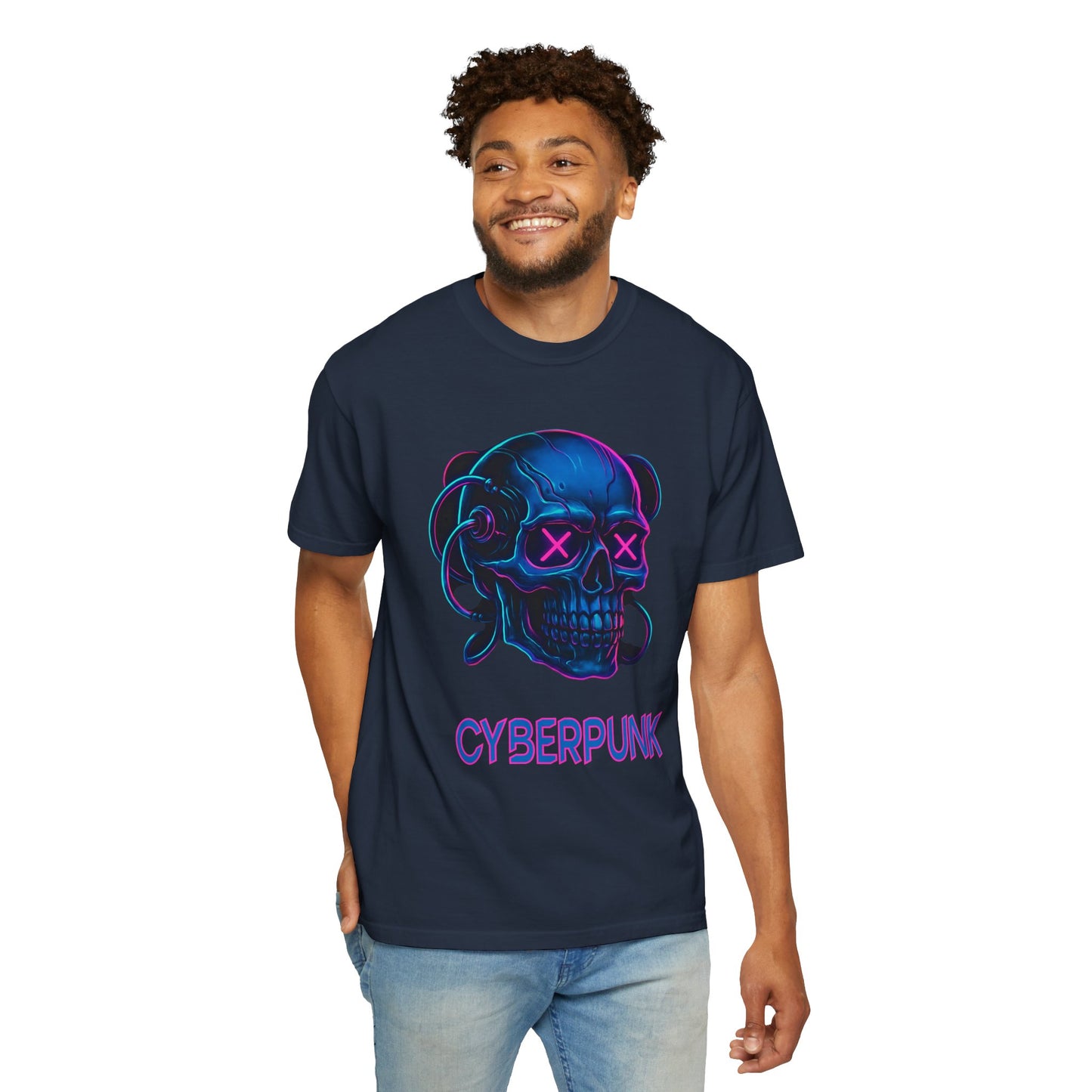 Cyberpunk Skull T-Shirt | Unisex Graphic Tee, Streetwear, Gift for Gamers, Festival Wear, Edgy Apparel, Retro Style
