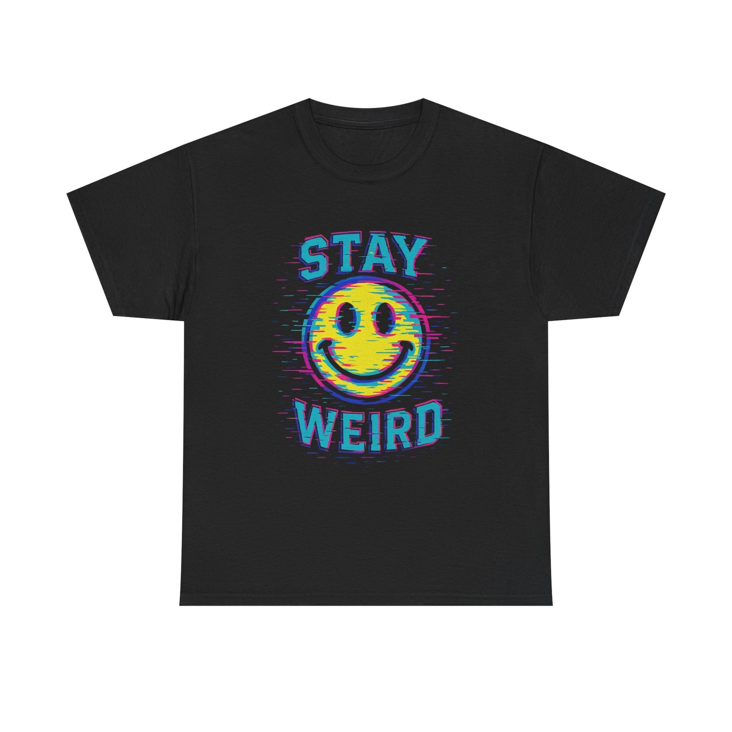 "Stay Weird" Glitch Smiley T-Shirt