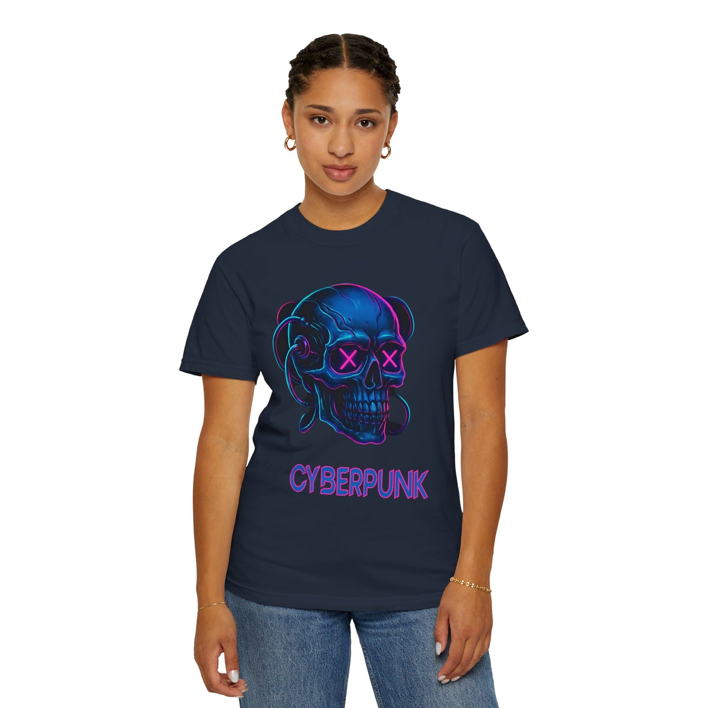Cyberpunk Skull T-Shirt | Unisex Graphic Tee, Streetwear, Gift for Gamers, Festival Wear, Edgy Apparel, Retro Style
