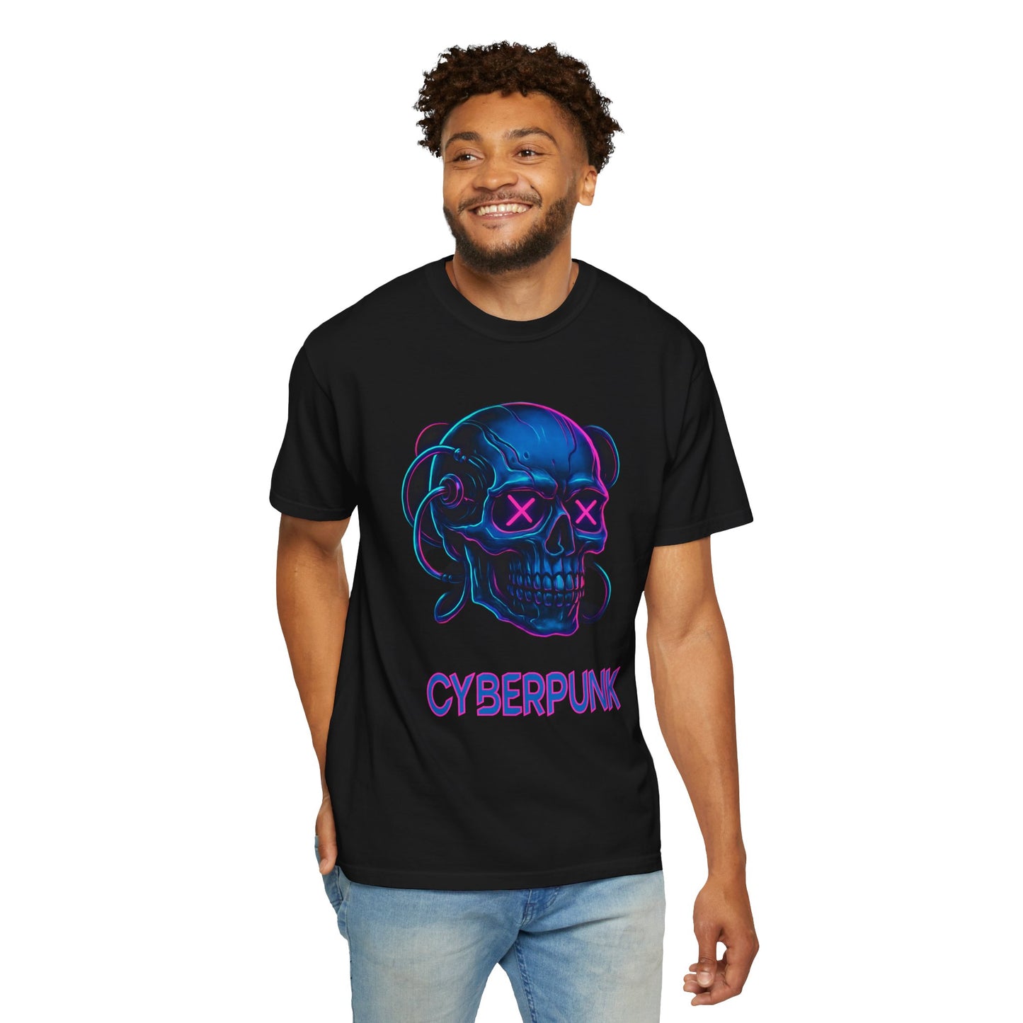 Cyberpunk Skull T-Shirt | Unisex Graphic Tee, Streetwear, Gift for Gamers, Festival Wear, Edgy Apparel, Retro Style