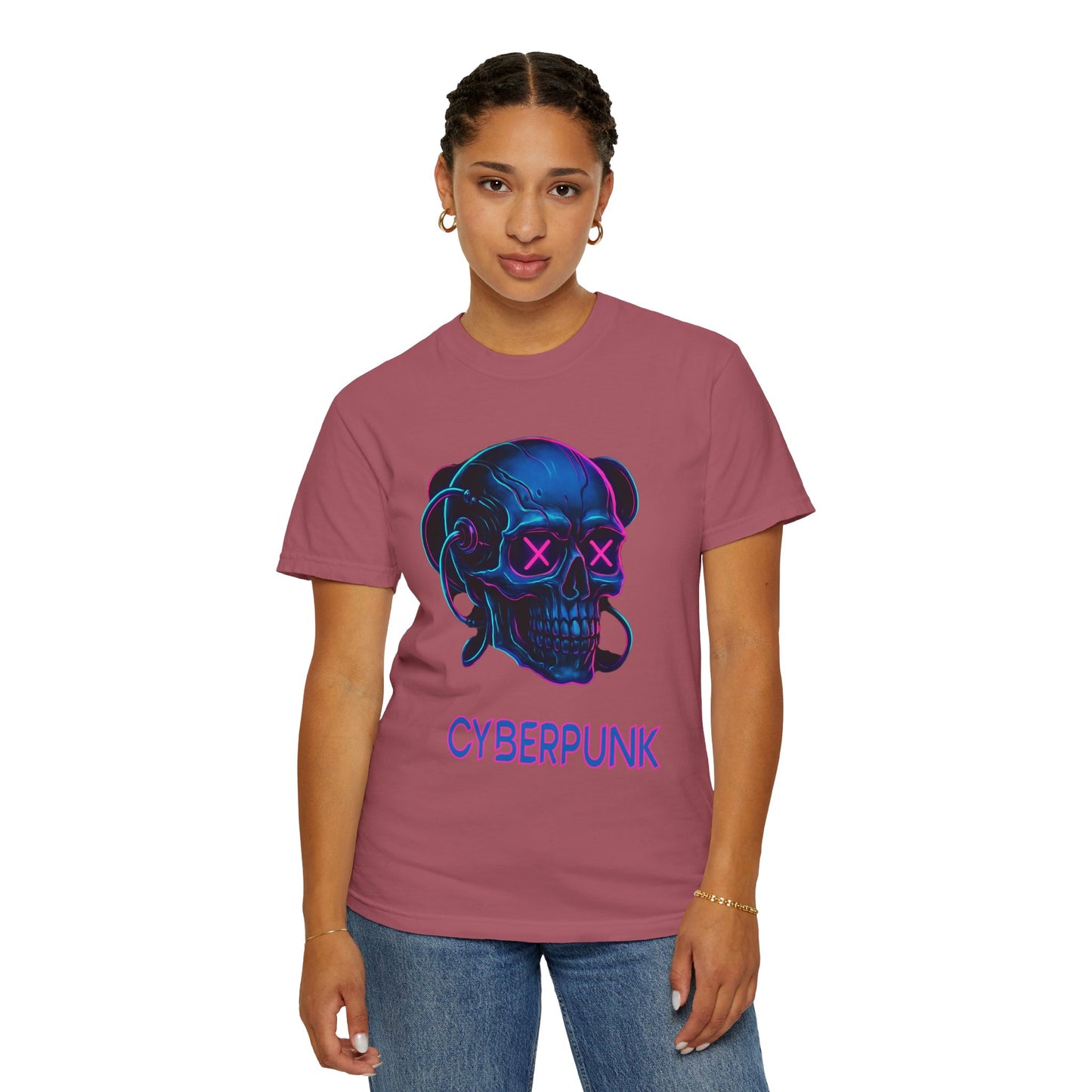 Cyberpunk Skull T-Shirt | Unisex Graphic Tee, Streetwear, Gift for Gamers, Festival Wear, Edgy Apparel, Retro Style