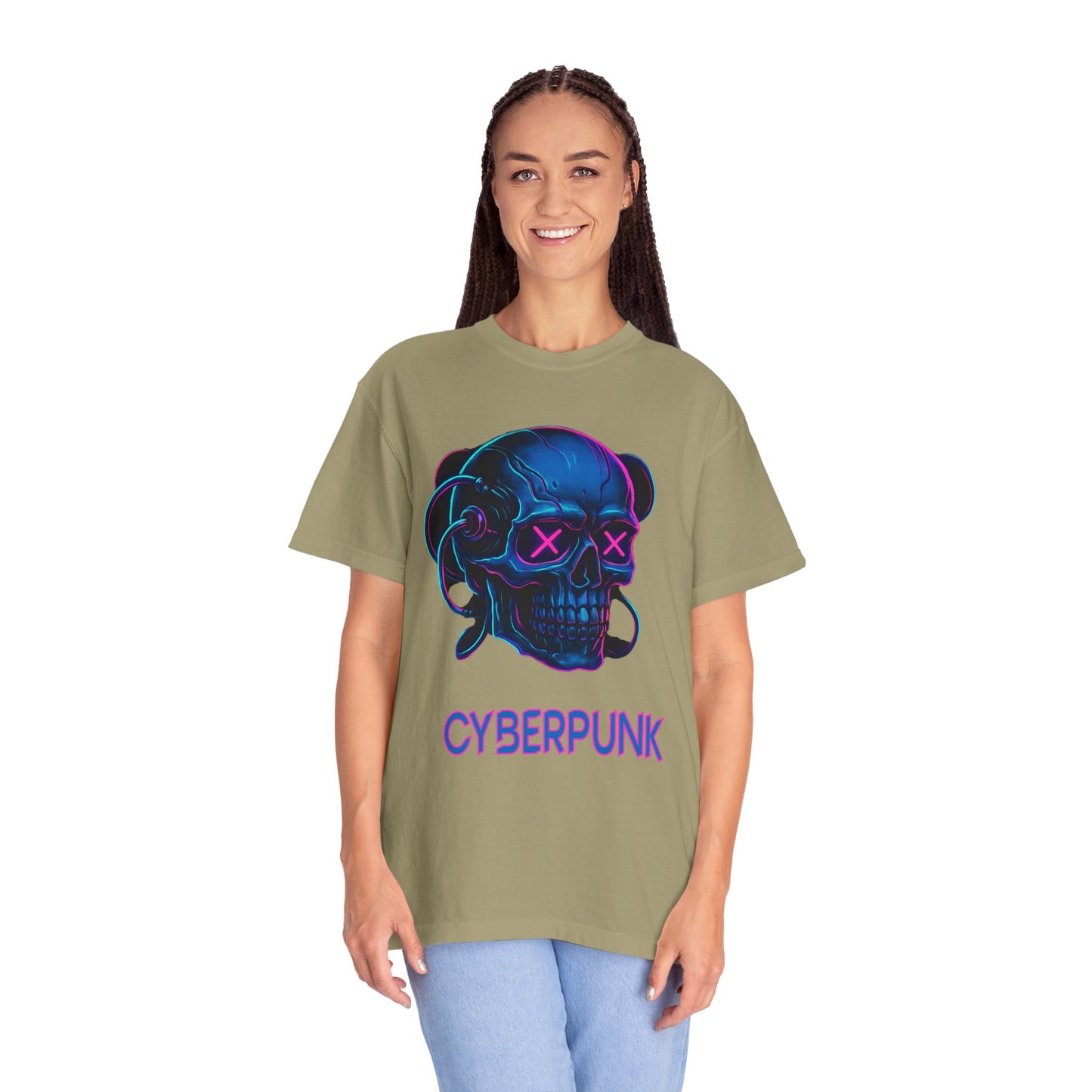 Cyberpunk Skull T-Shirt | Unisex Graphic Tee, Streetwear, Gift for Gamers, Festival Wear, Edgy Apparel, Retro Style