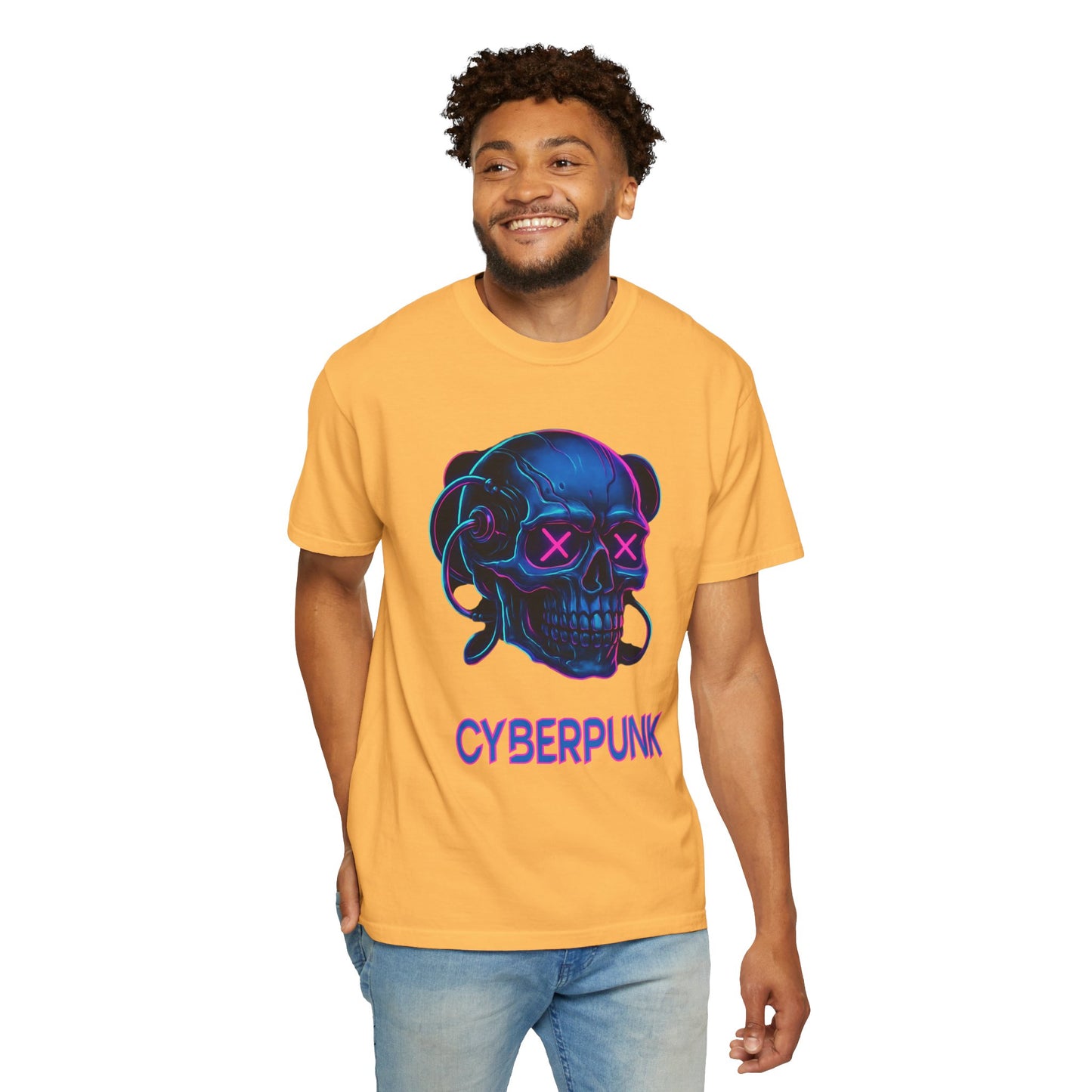 Cyberpunk Skull T-Shirt | Unisex Graphic Tee, Streetwear, Gift for Gamers, Festival Wear, Edgy Apparel, Retro Style