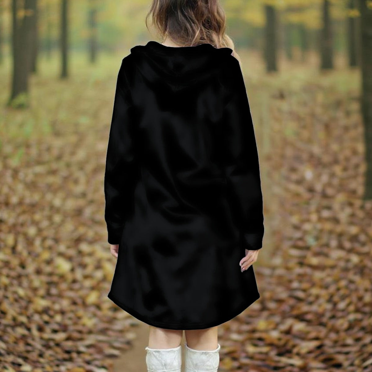Women's Longline Hoodie Dress with Kangaroo Pocket - Soft Polyester Spandex Blend Loung