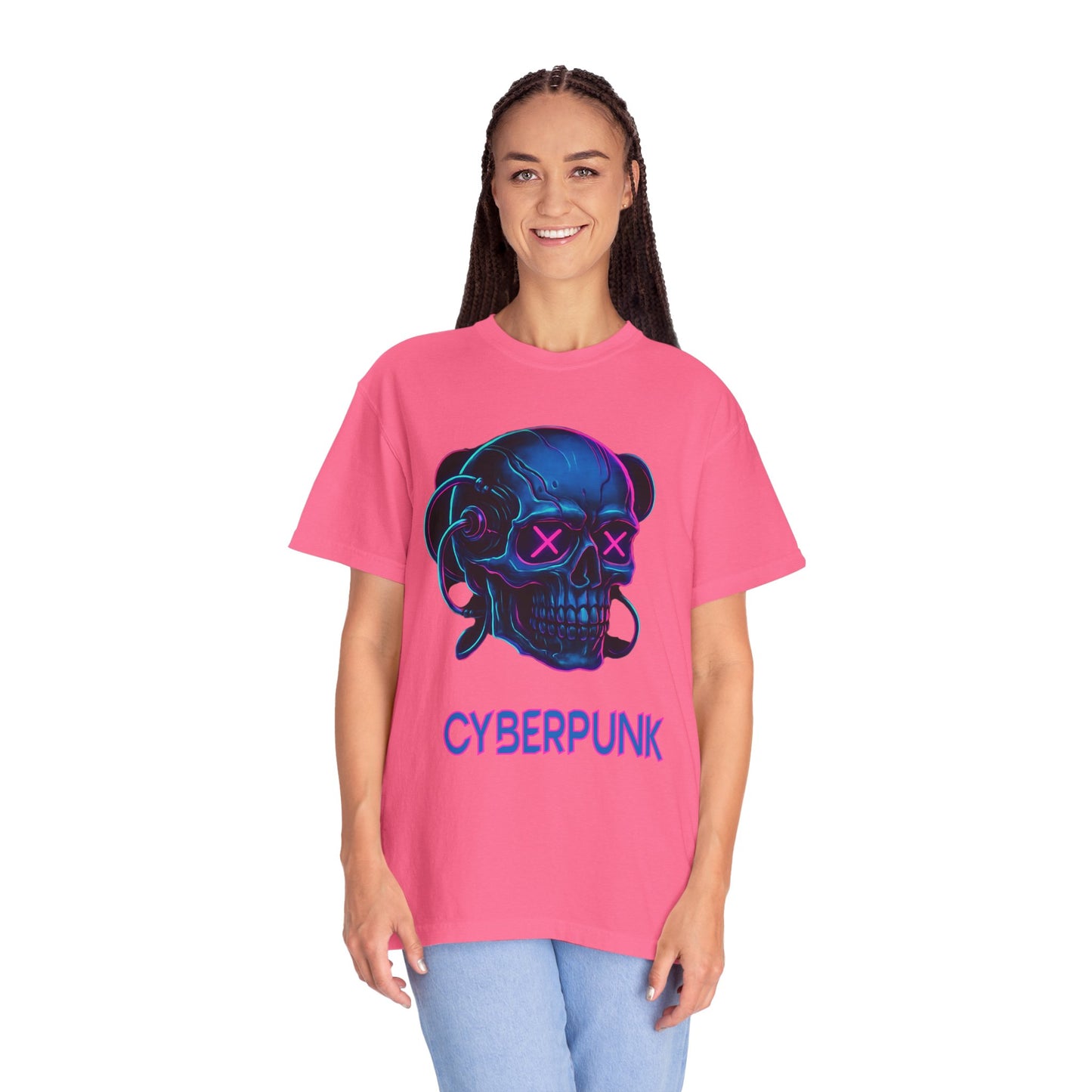 Cyberpunk Skull T-Shirt | Unisex Graphic Tee, Streetwear, Gift for Gamers, Festival Wear, Edgy Apparel, Retro Style