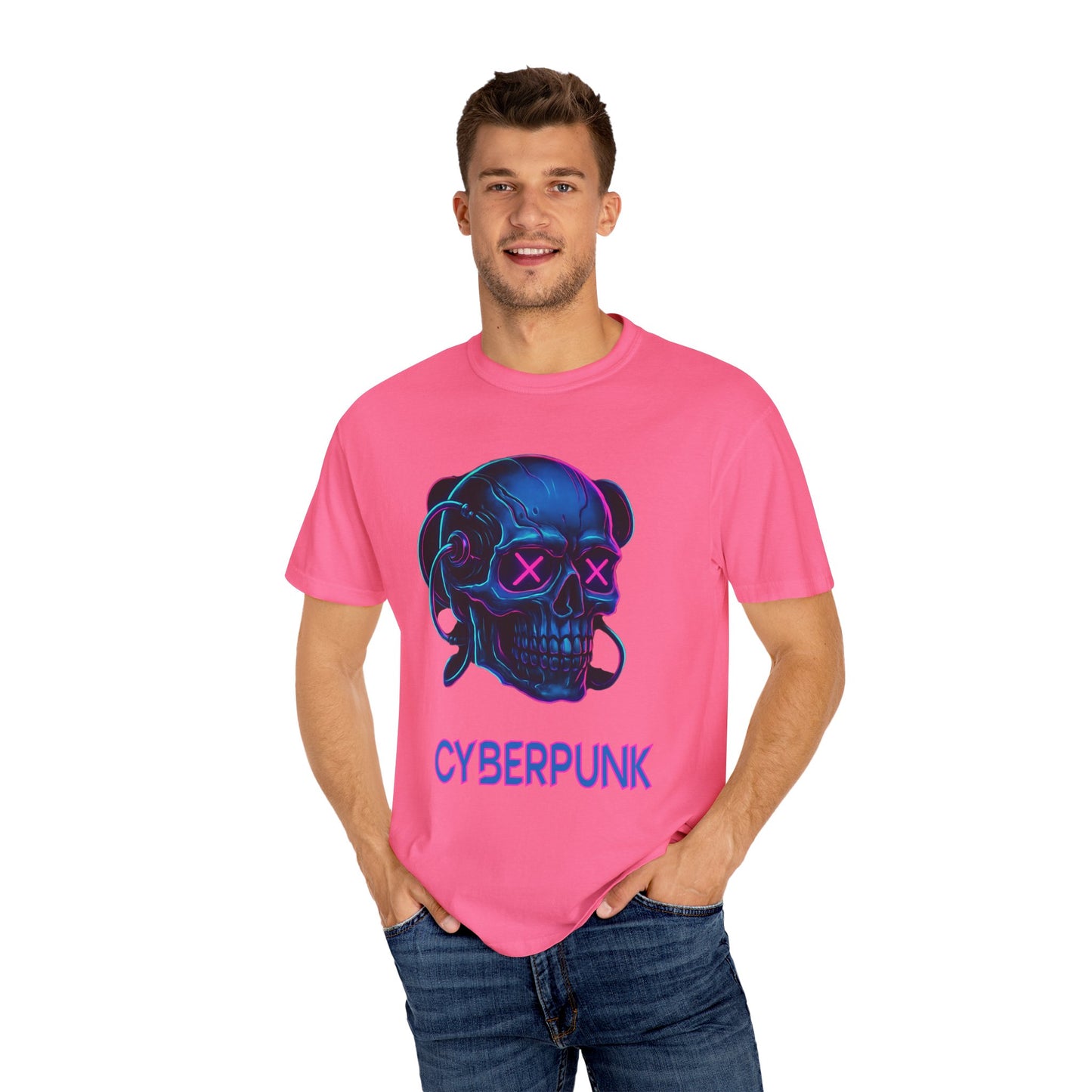 Cyberpunk Skull T-Shirt | Unisex Graphic Tee, Streetwear, Gift for Gamers, Festival Wear, Edgy Apparel, Retro Style
