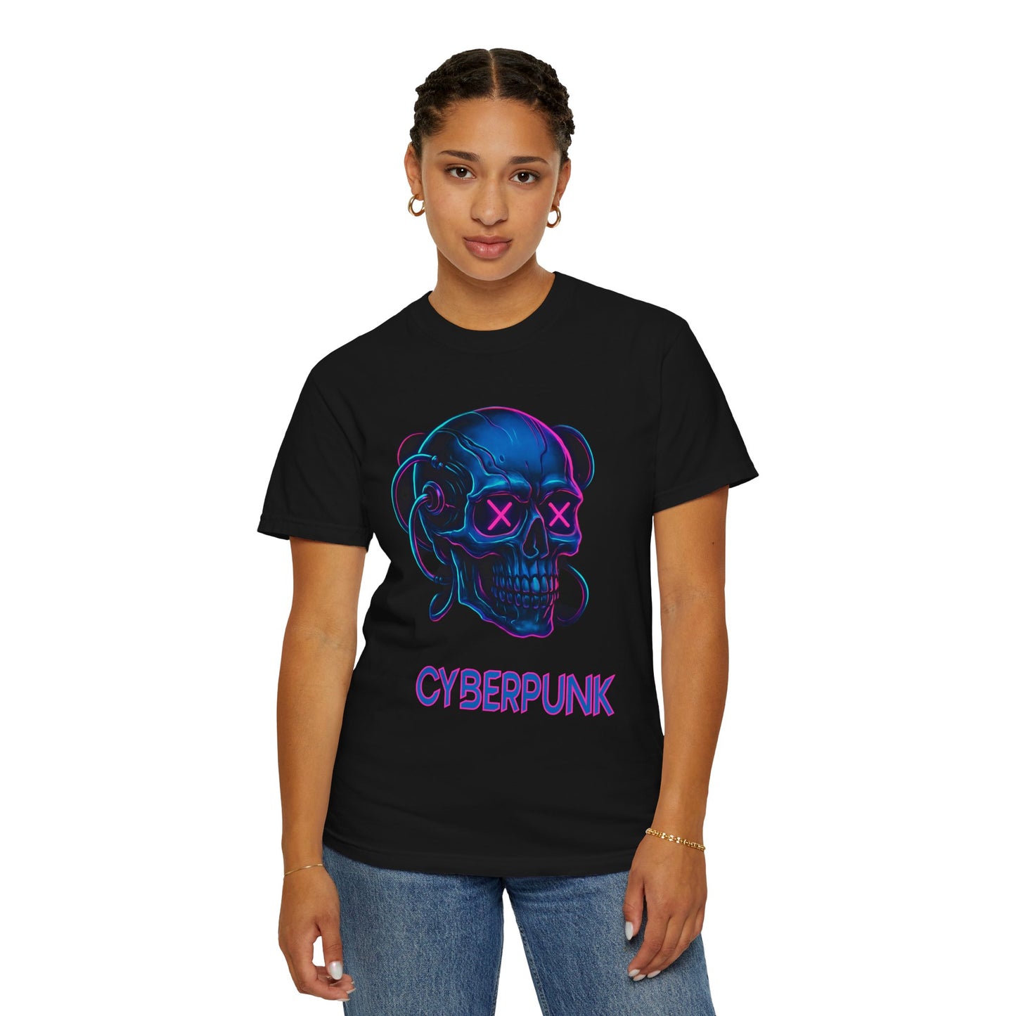 Cyberpunk Skull T-Shirt | Unisex Graphic Tee, Streetwear, Gift for Gamers, Festival Wear, Edgy Apparel, Retro Style