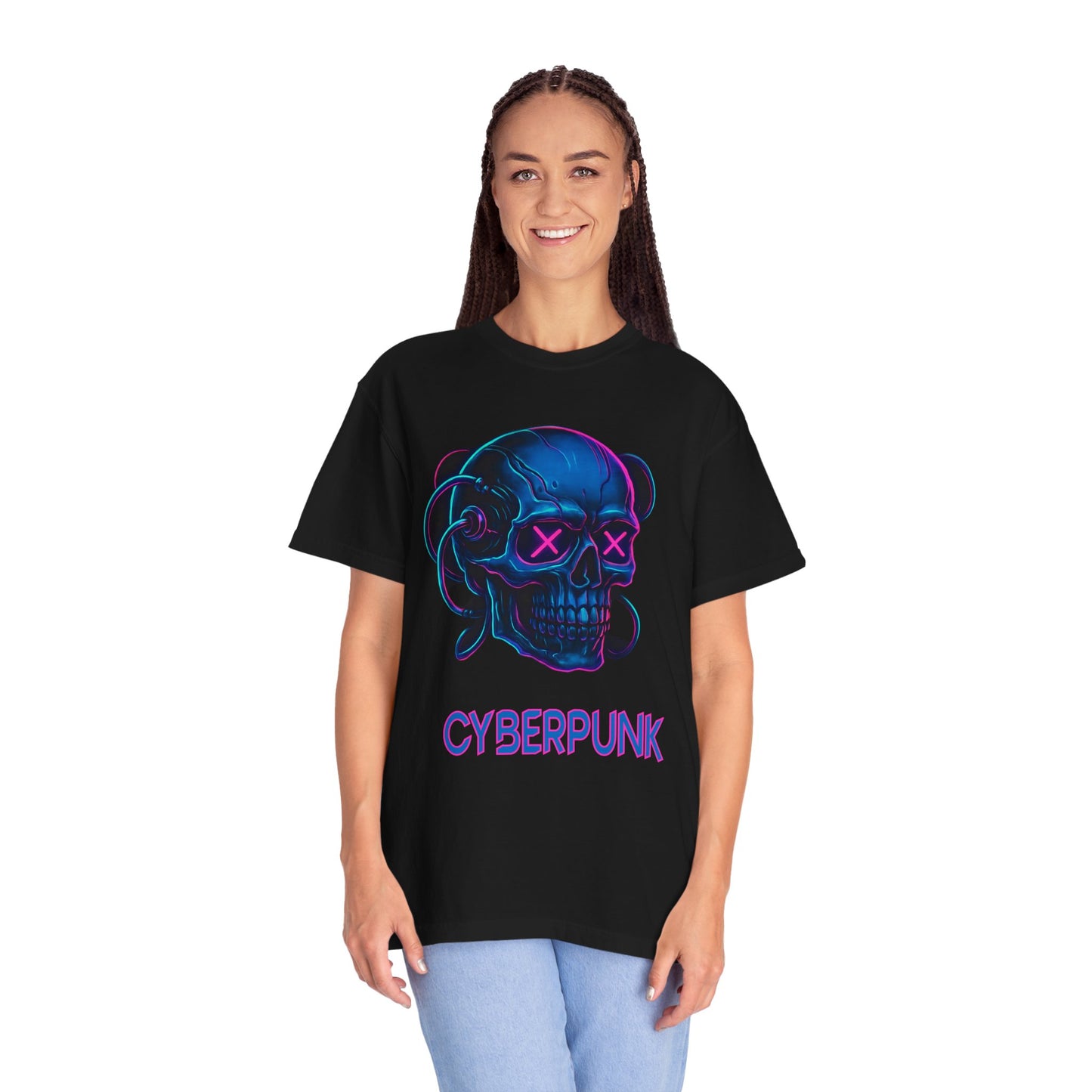 Cyberpunk Skull T-Shirt | Unisex Graphic Tee, Streetwear, Gift for Gamers, Festival Wear, Edgy Apparel, Retro Style