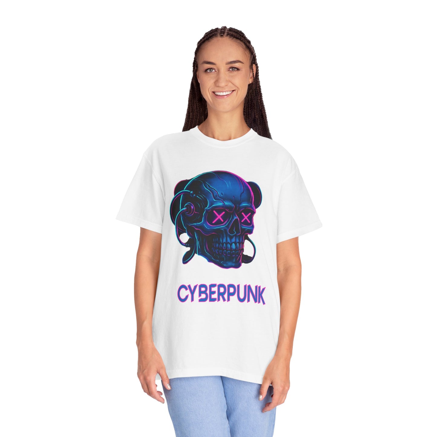 Cyberpunk Skull T-Shirt | Unisex Graphic Tee, Streetwear, Gift for Gamers, Festival Wear, Edgy Apparel, Retro Style
