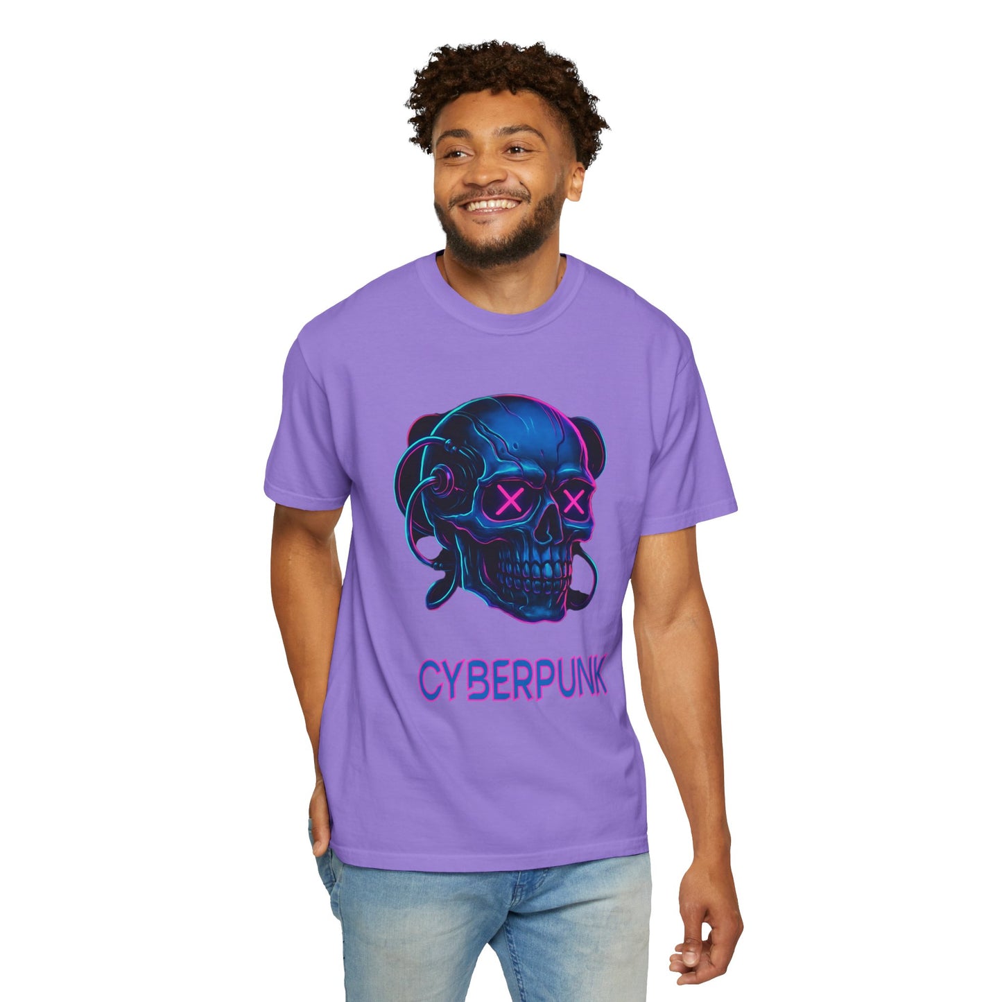 Cyberpunk Skull T-Shirt | Unisex Graphic Tee, Streetwear, Gift for Gamers, Festival Wear, Edgy Apparel, Retro Style