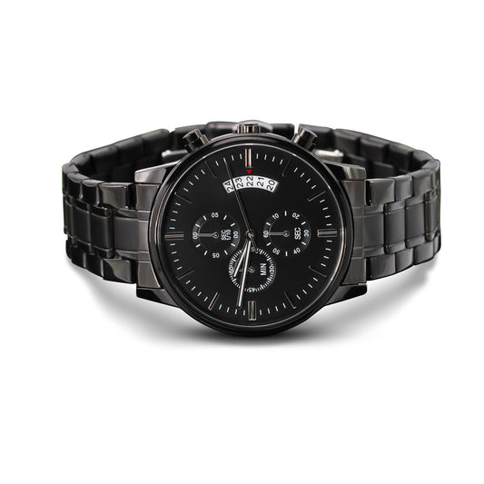 Black Chronograph Watch with Personalized Upload