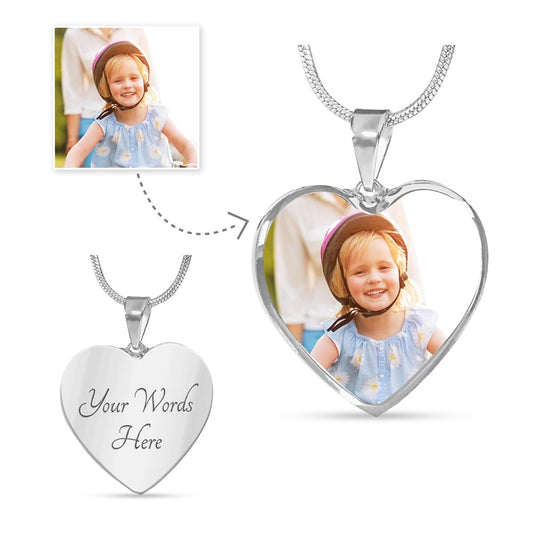 Your Upload Heart Necklace with Engraving