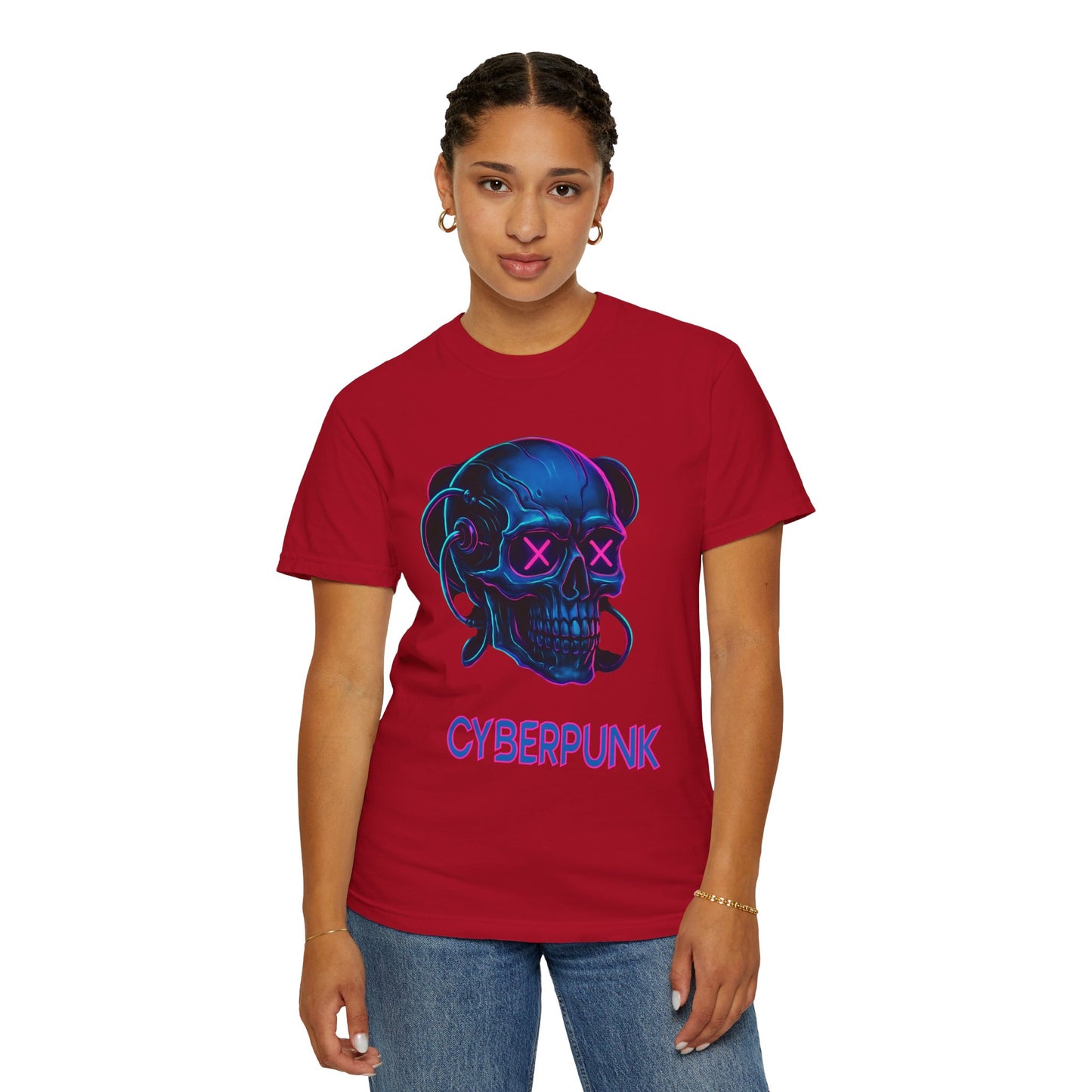 Cyberpunk Skull T-Shirt | Unisex Graphic Tee, Streetwear, Gift for Gamers, Festival Wear, Edgy Apparel, Retro Style
