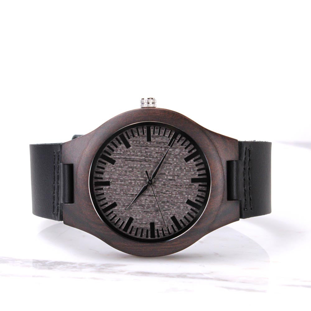 Engraved Wooden Watch. To my son – Time flies, but my love is timeless.