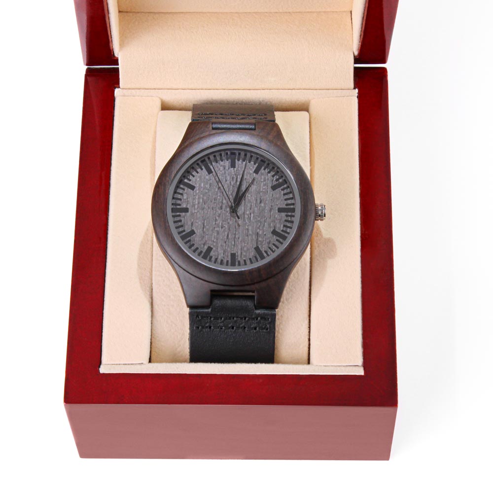 Engraved Wooden Watch. To my son – Time flies, but my love is timeless.