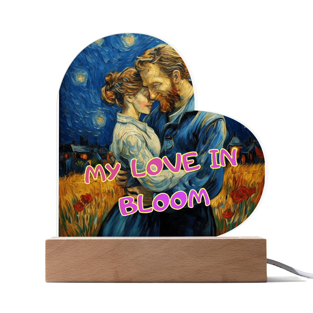 To My Wife - My Love in Bloom - Acrylic Heart Plaque