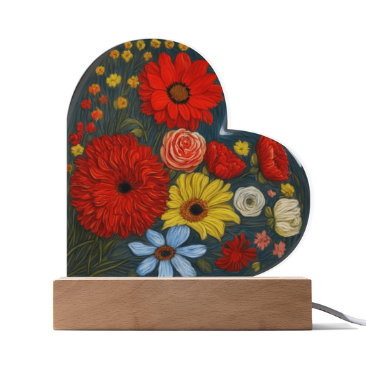 A gift for my soulmate - Flowers - Acrylic Heart Plaque